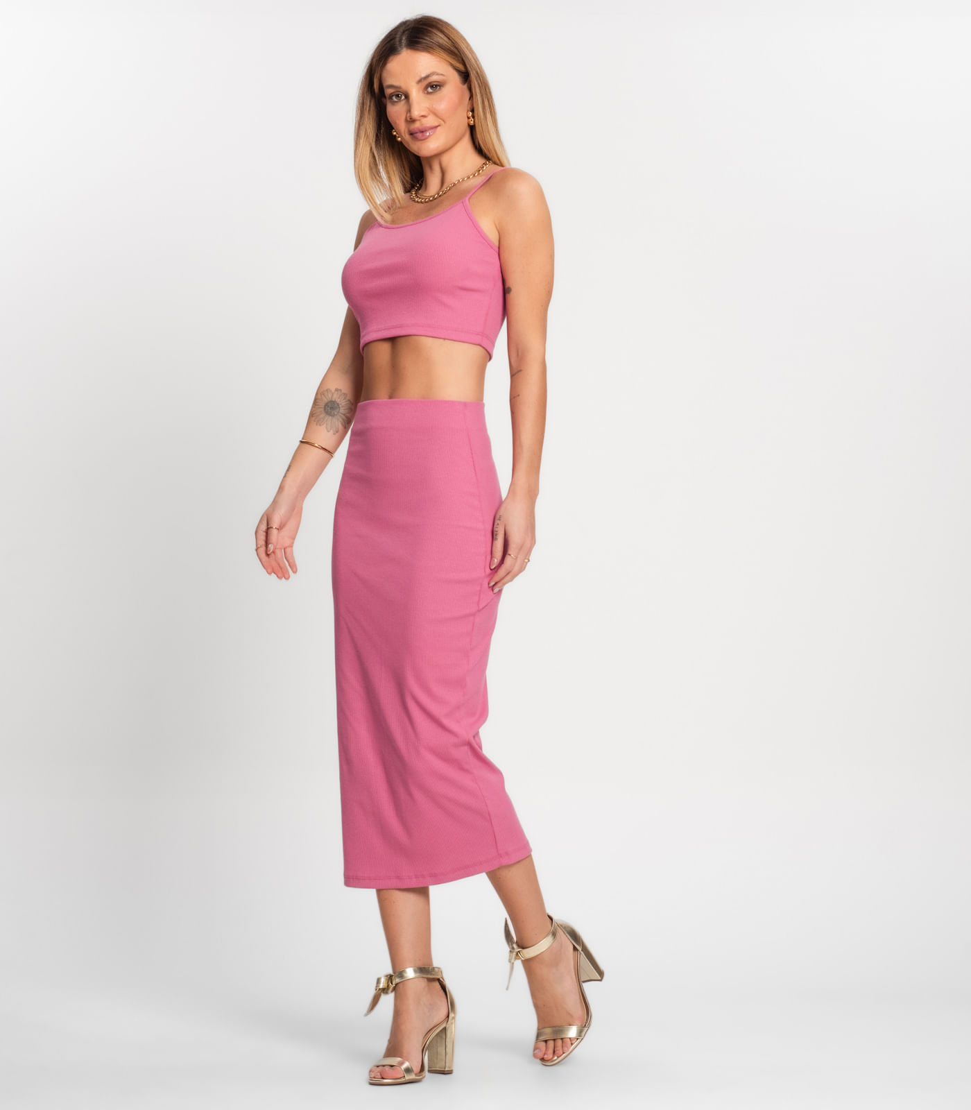 Top Feminino Ribana Canelada Kohmar Rosa - Imagem 4