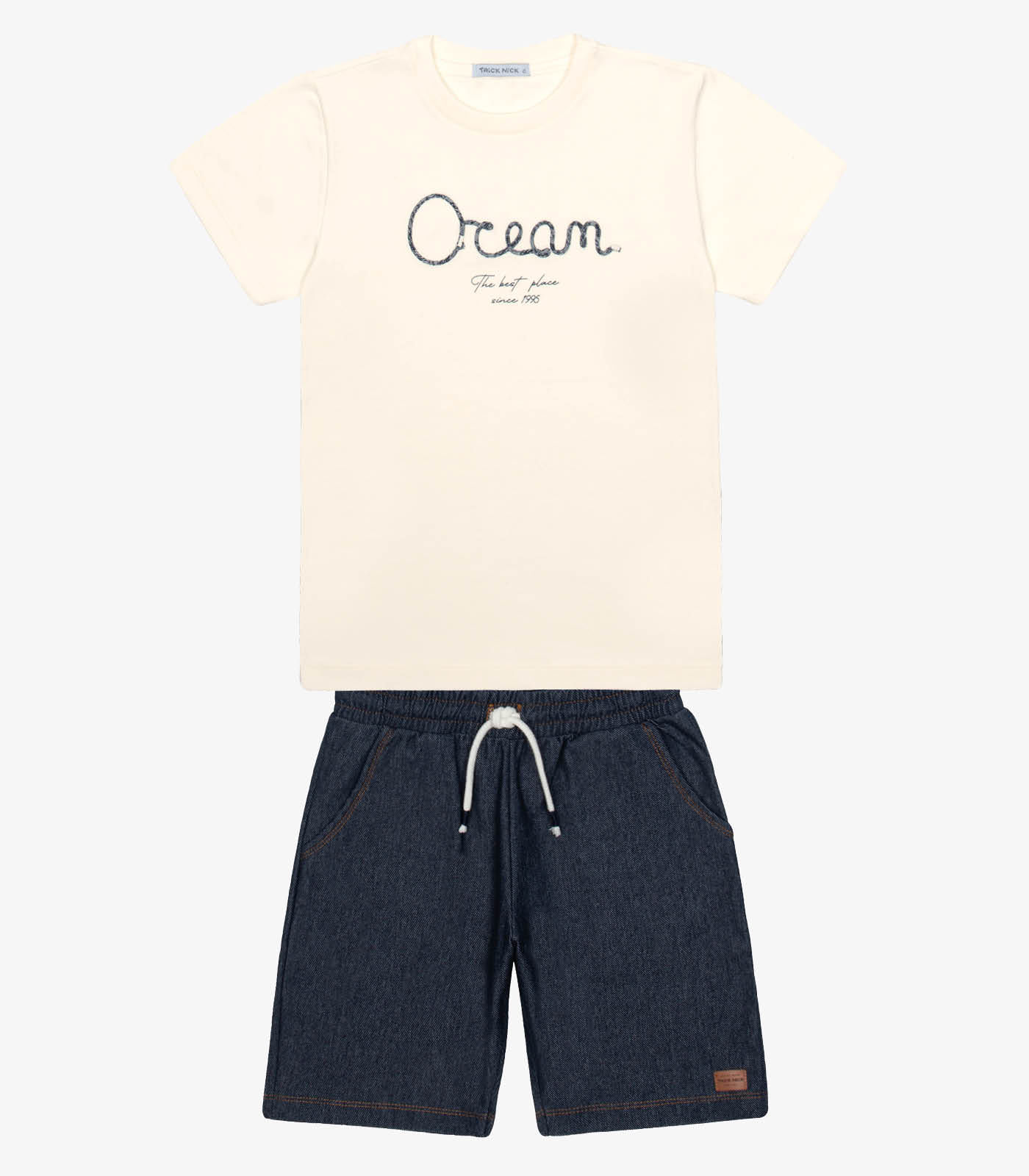 Conjunto Infantil Camiseta Com Bermuda Trick Nick Bege - Imagem 6