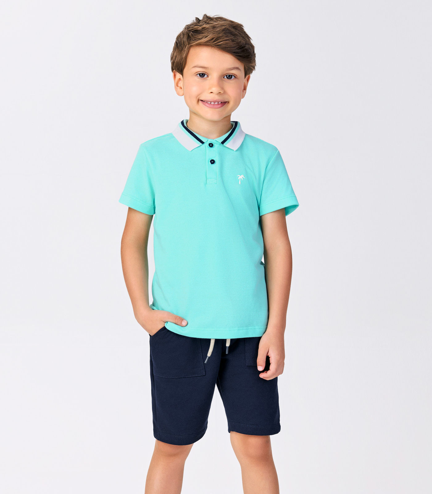 Conjunto Infantil Polo Com Bermuda Trick Nick Azul