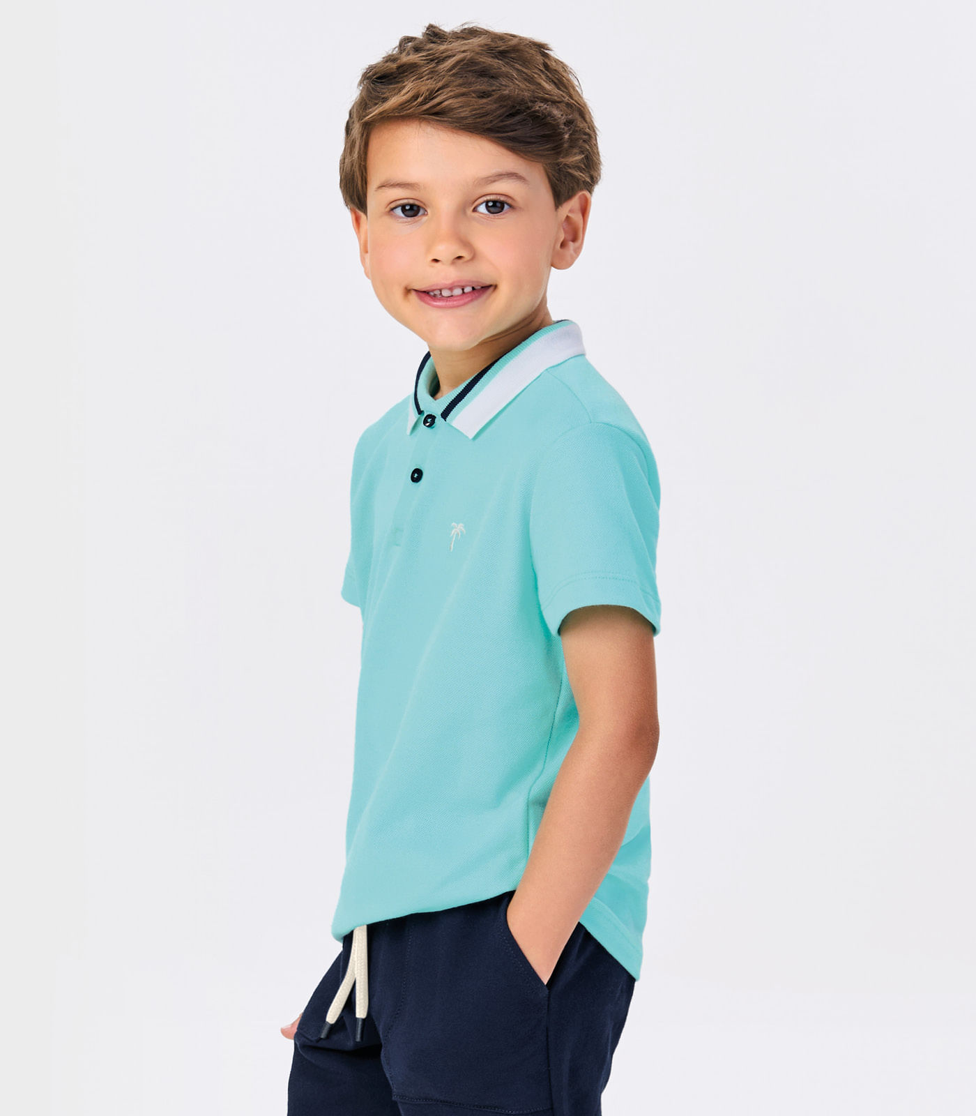 Conjunto Infantil Polo Com Bermuda Trick Nick Azul - Imagem 2