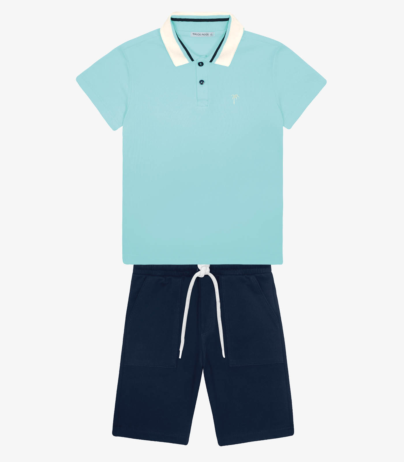 Conjunto Infantil Polo Com Bermuda Trick Nick Azul - Imagem 6
