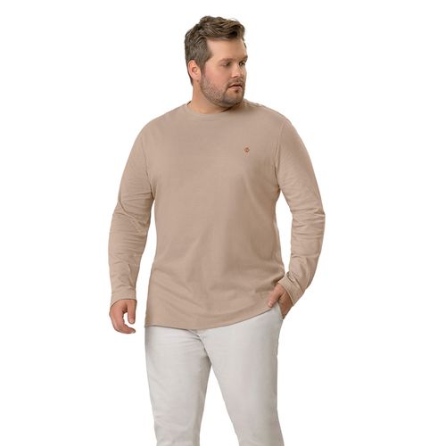 Camiseta Masculina Plus Size Manga Longa Diametro Marrom - Plus G1