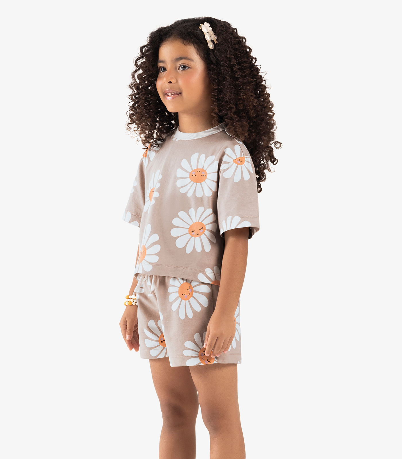Conjunto Blusa Com Shorts Rovitex Kids Marrom