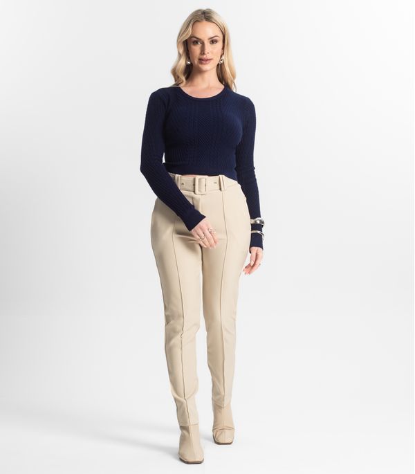 Calça Alfaiataria Tradicional Com Cinto Select Bege M