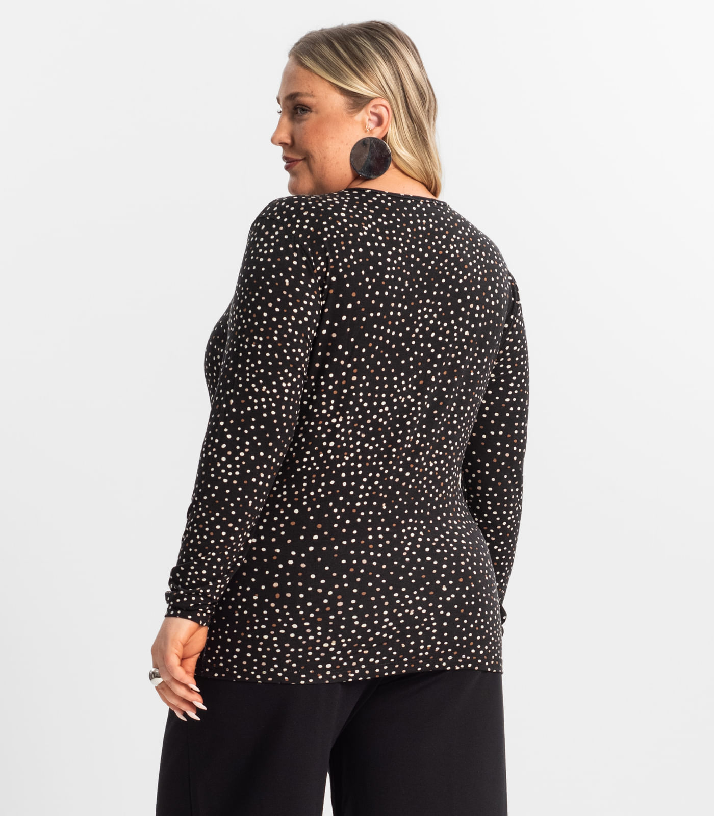 Blusa Feminina Manga Longa Plus Size Secret Glam Preto - Imagem 3