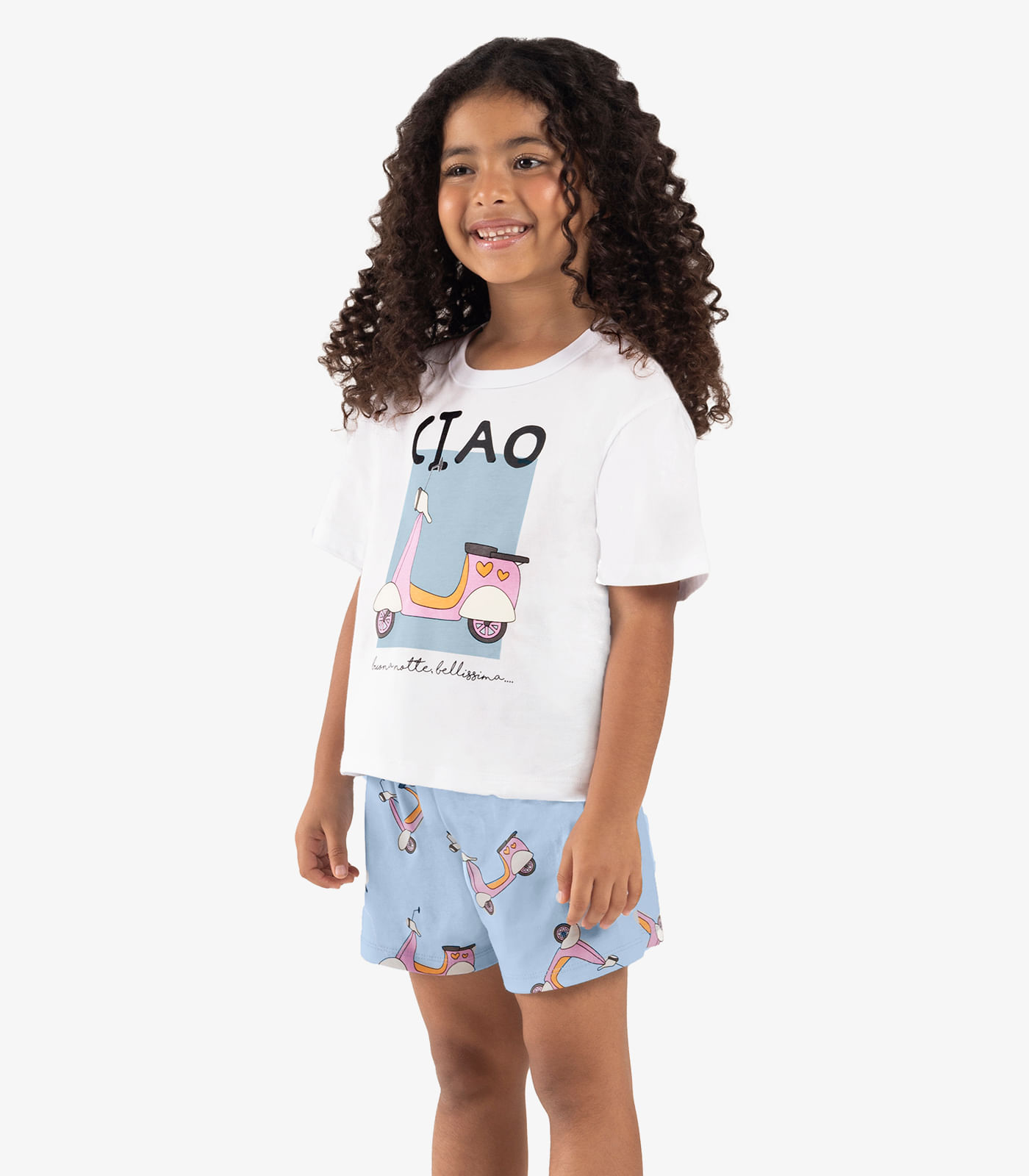 Pijama Infantil Menina Meia Malha Rovi Kids Branco