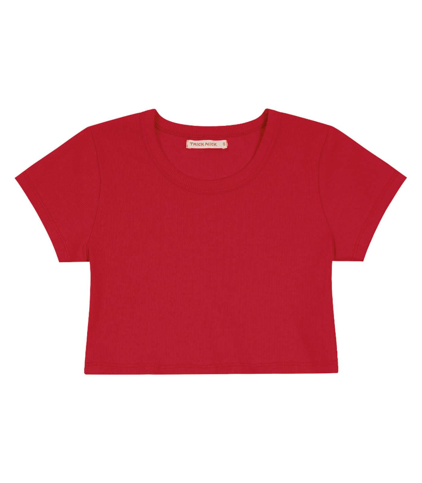 Blusa Cropped Infantil Ribana Canelada Trick Nick Vermelho - 1