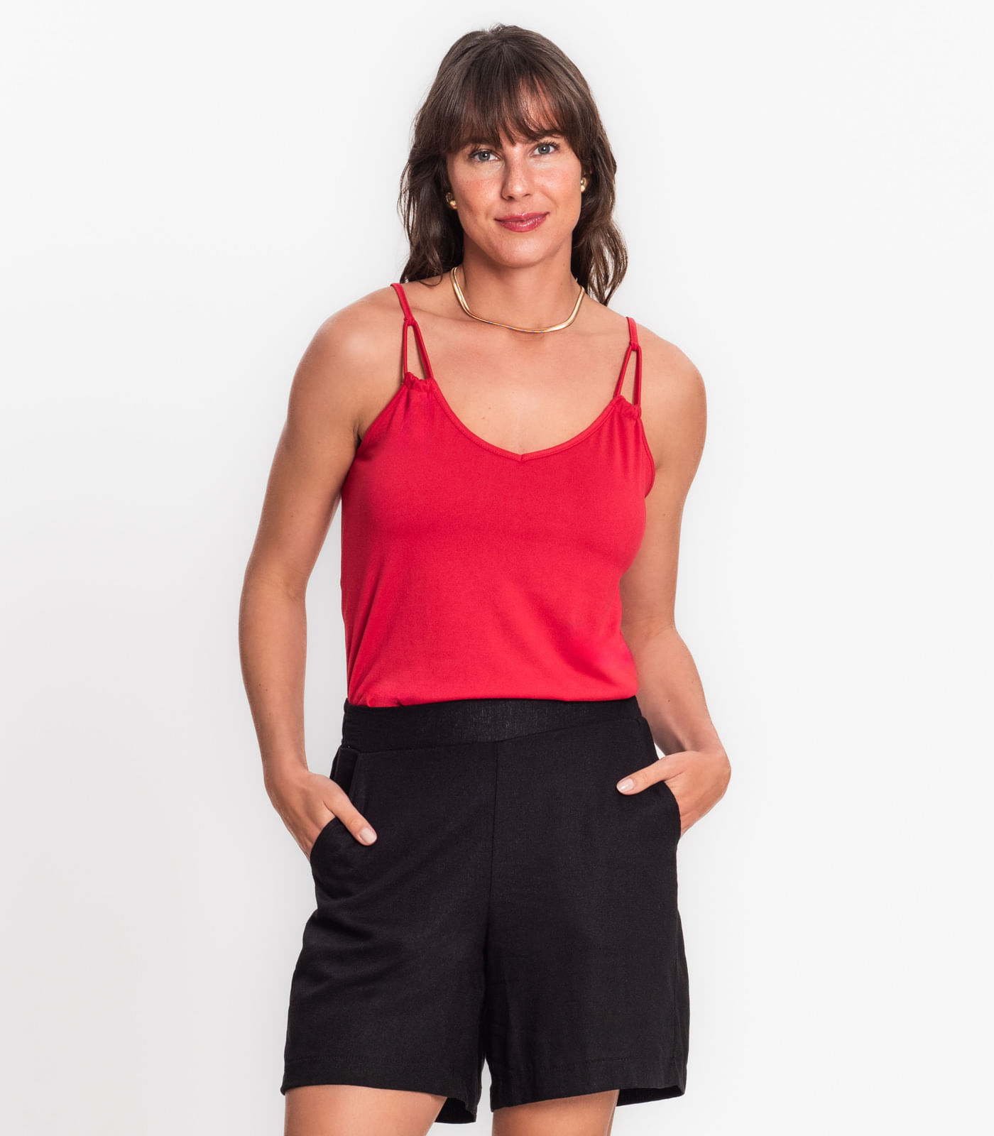 Blusa De Alça Semi Acabada Malha Delicate Rovitex Vermelho