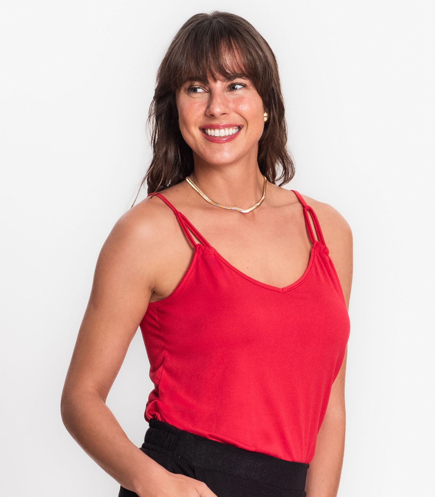 Blusa De Alça Semi Acabada Malha Delicate Rovitex Vermelho - Imagem 2