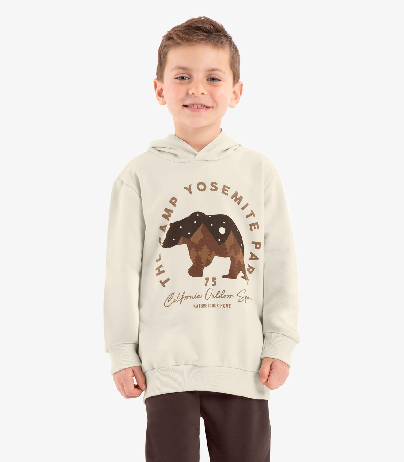 Conjunto Blusão Com Capuz E Calça Rovi Kids Bege - Imagem 2