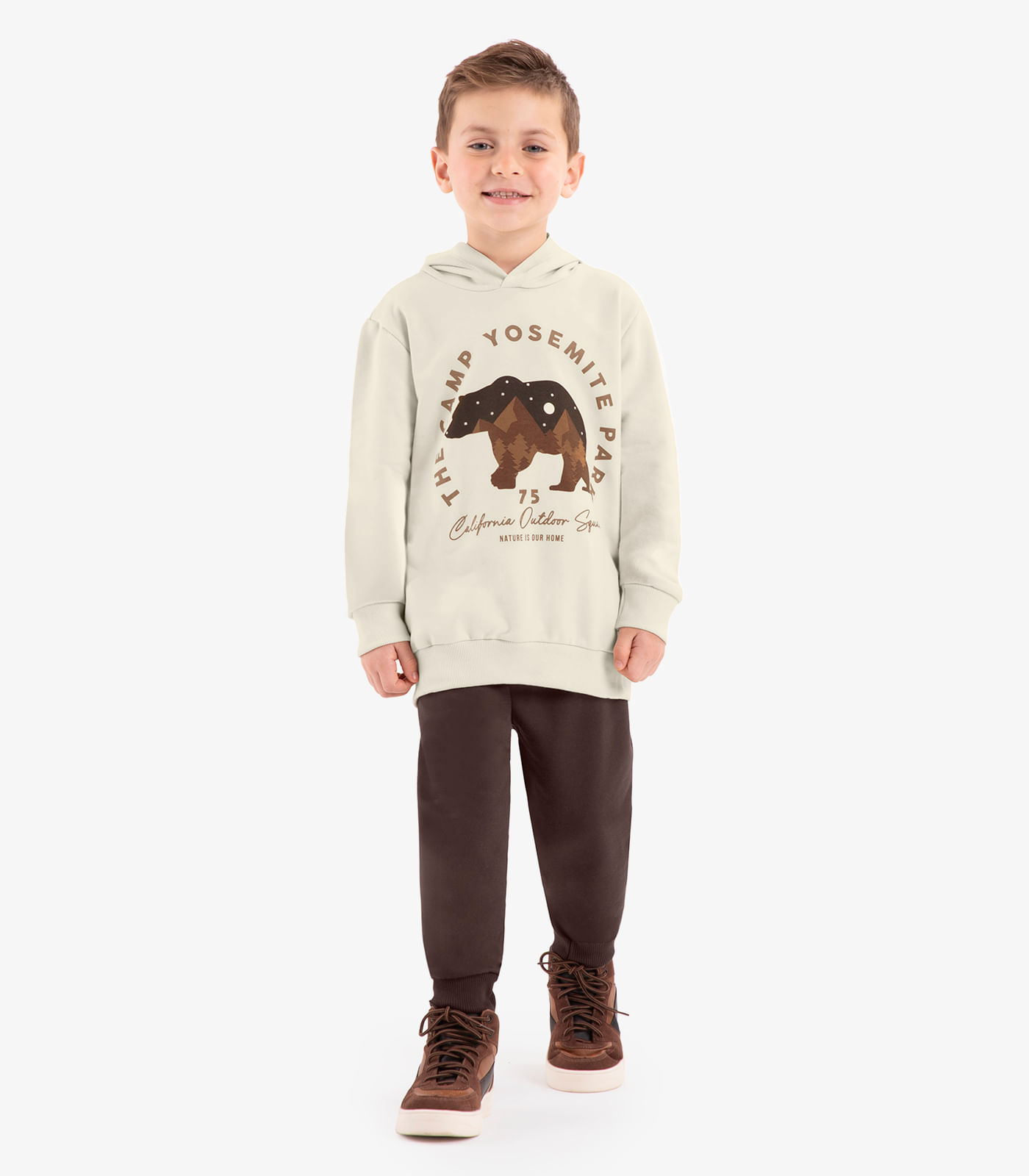 Conjunto Blusão Com Capuz E Calça Rovi Kids Bege - Imagem 5