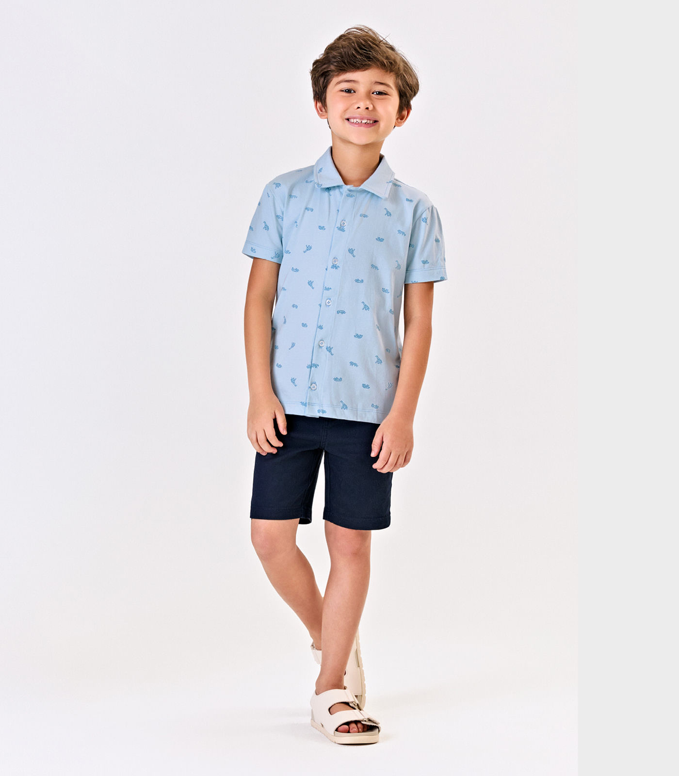 Conjunto Menino Camisa Com Bermuda Trick Nick Azul - Imagem 4