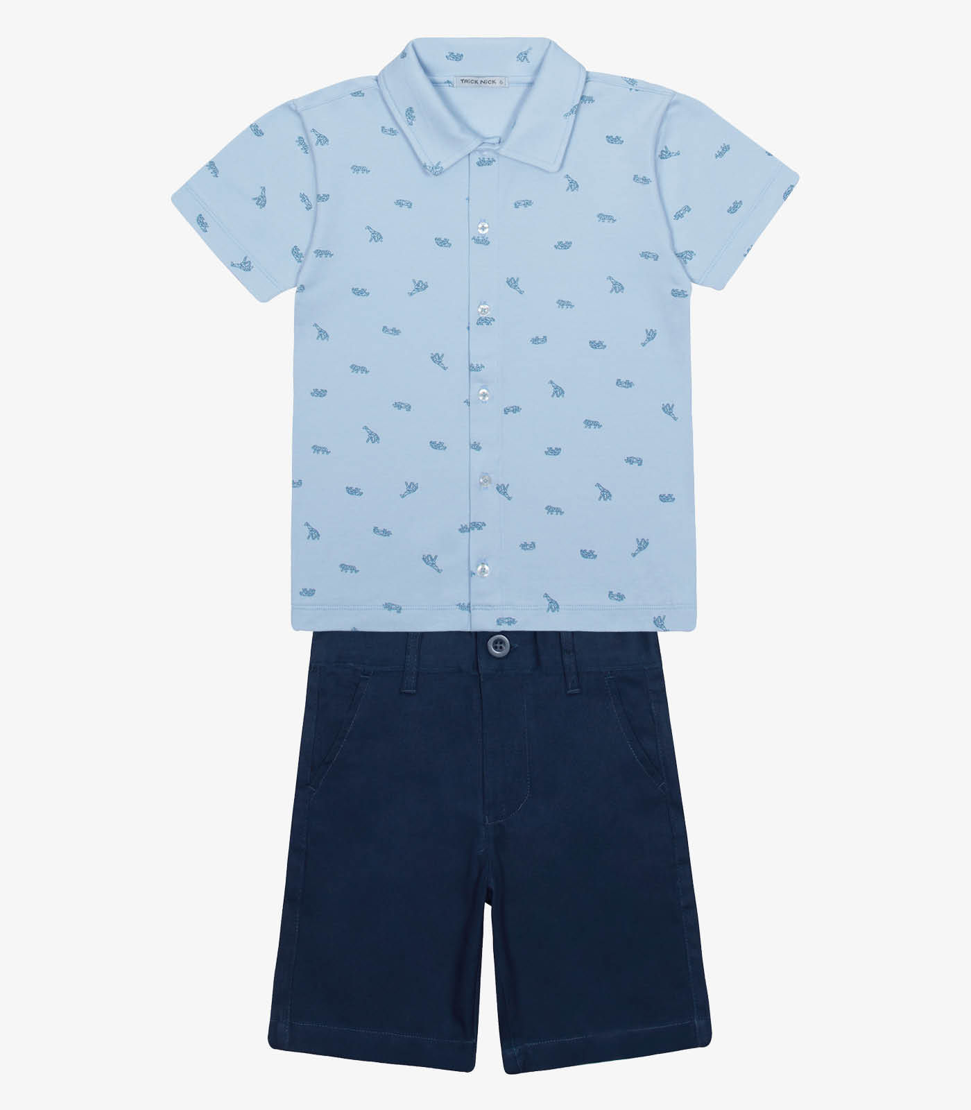 Conjunto Menino Camisa Com Bermuda Trick Nick Azul - Imagem 5