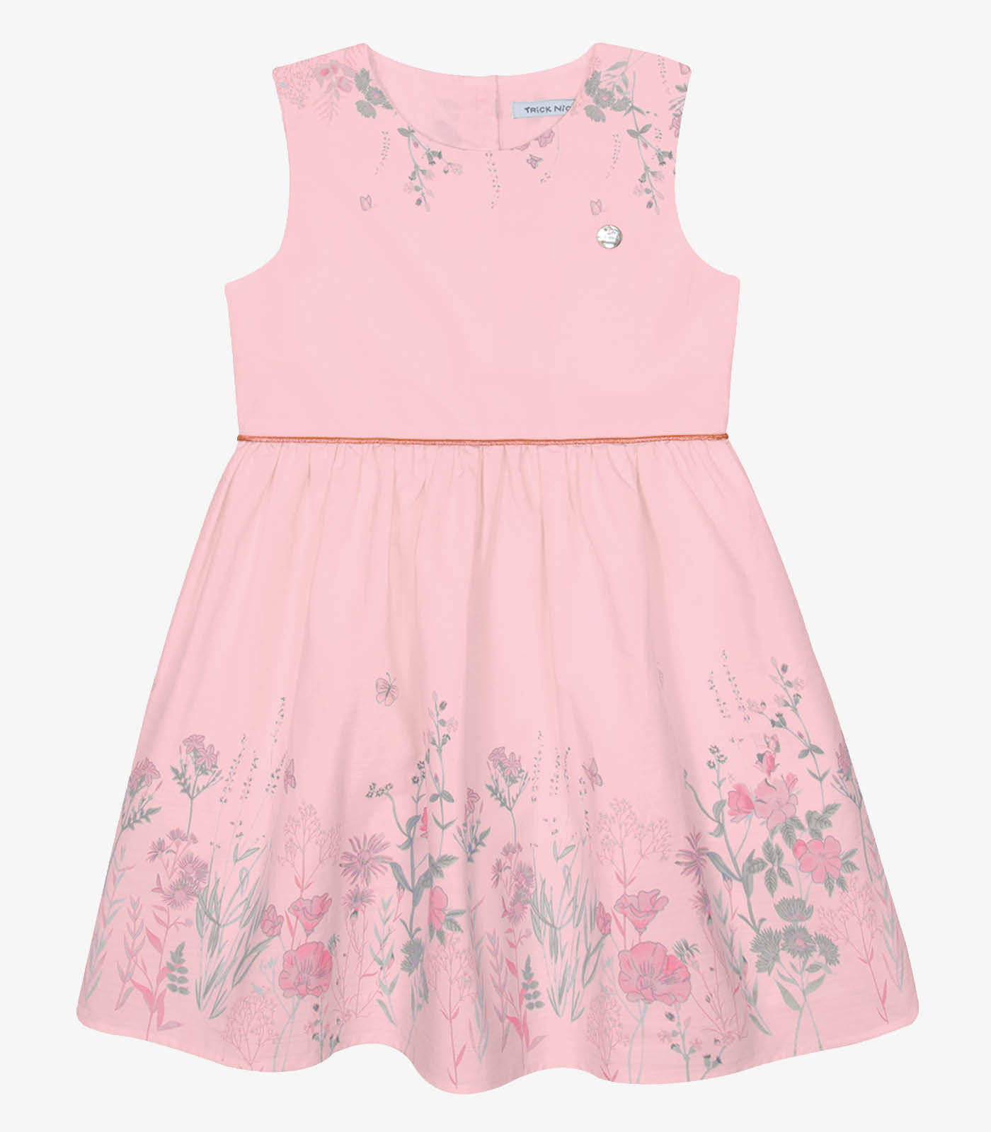 Vestido Tricoline Estampado Trick Nick Rosa