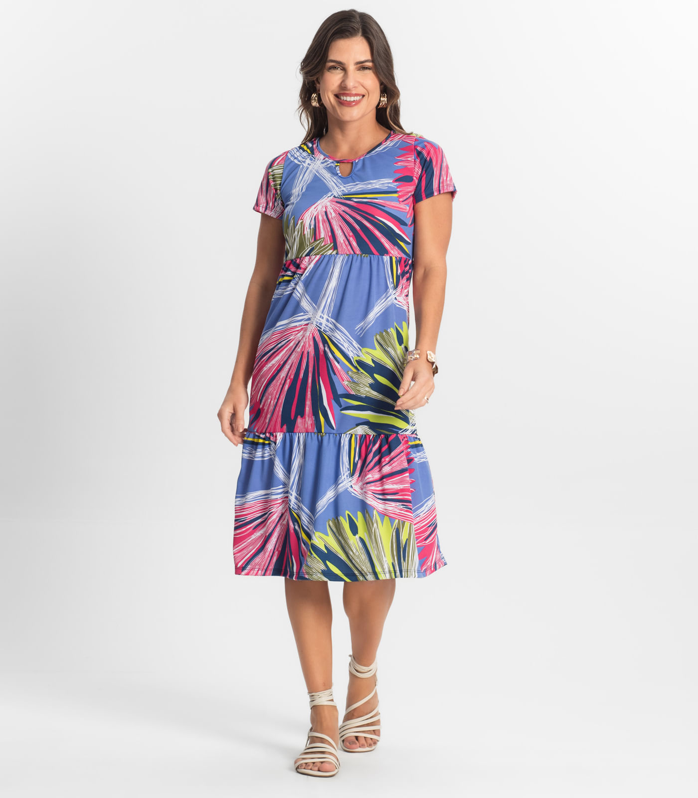 Vestido Midi Feminino Estampado Select Azul