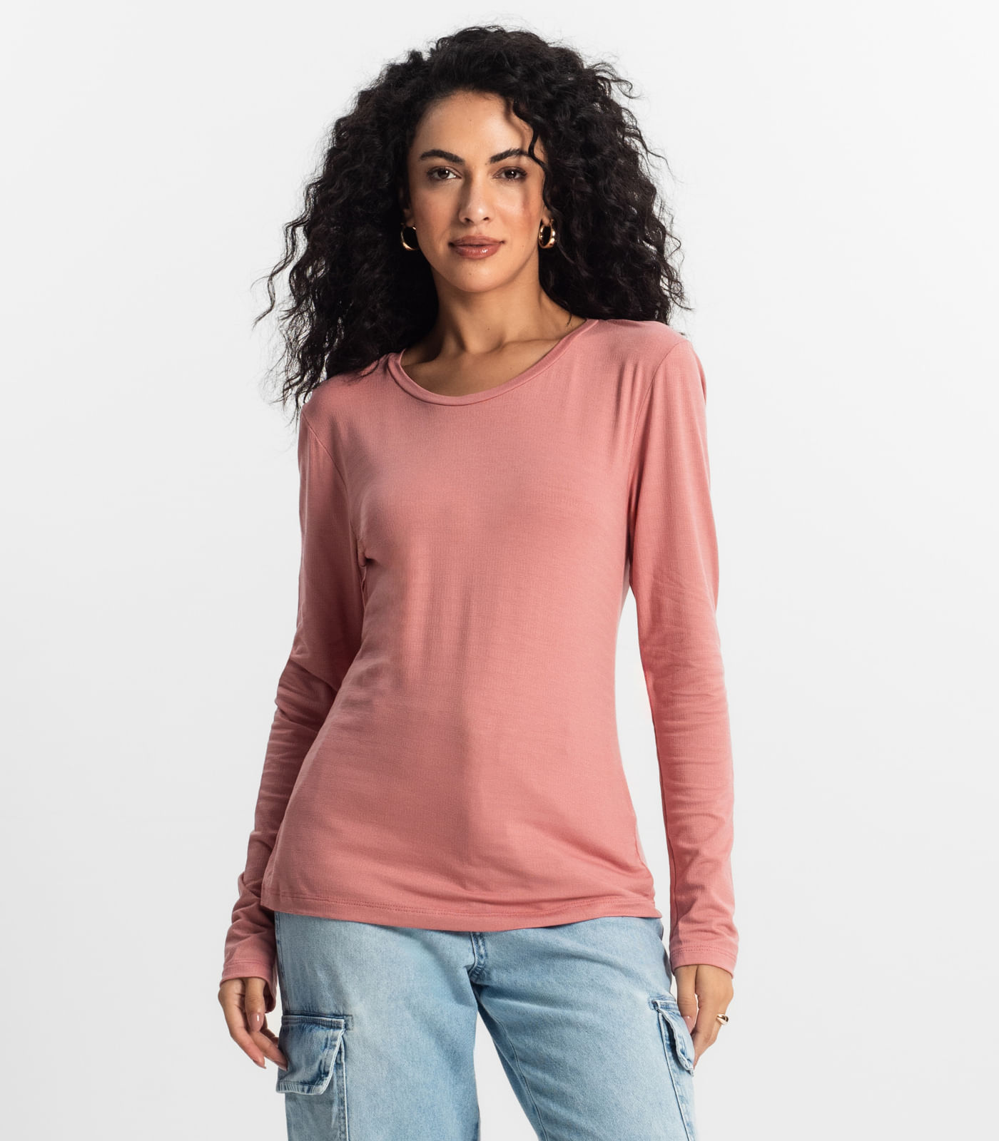 Blusa Manga Longa Feminina Rovitex Rosa