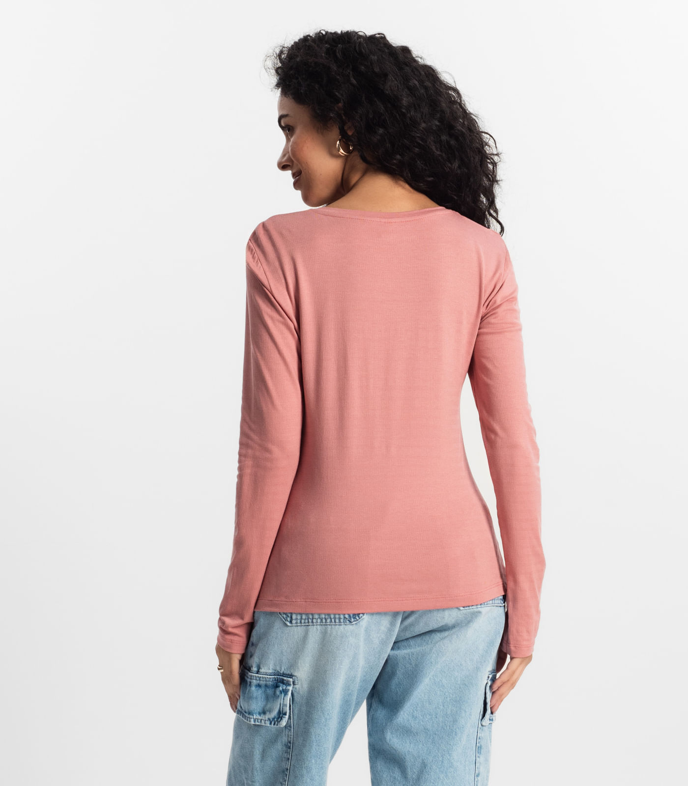 Blusa Manga Longa Feminina Rovitex Rosa - Imagem 3