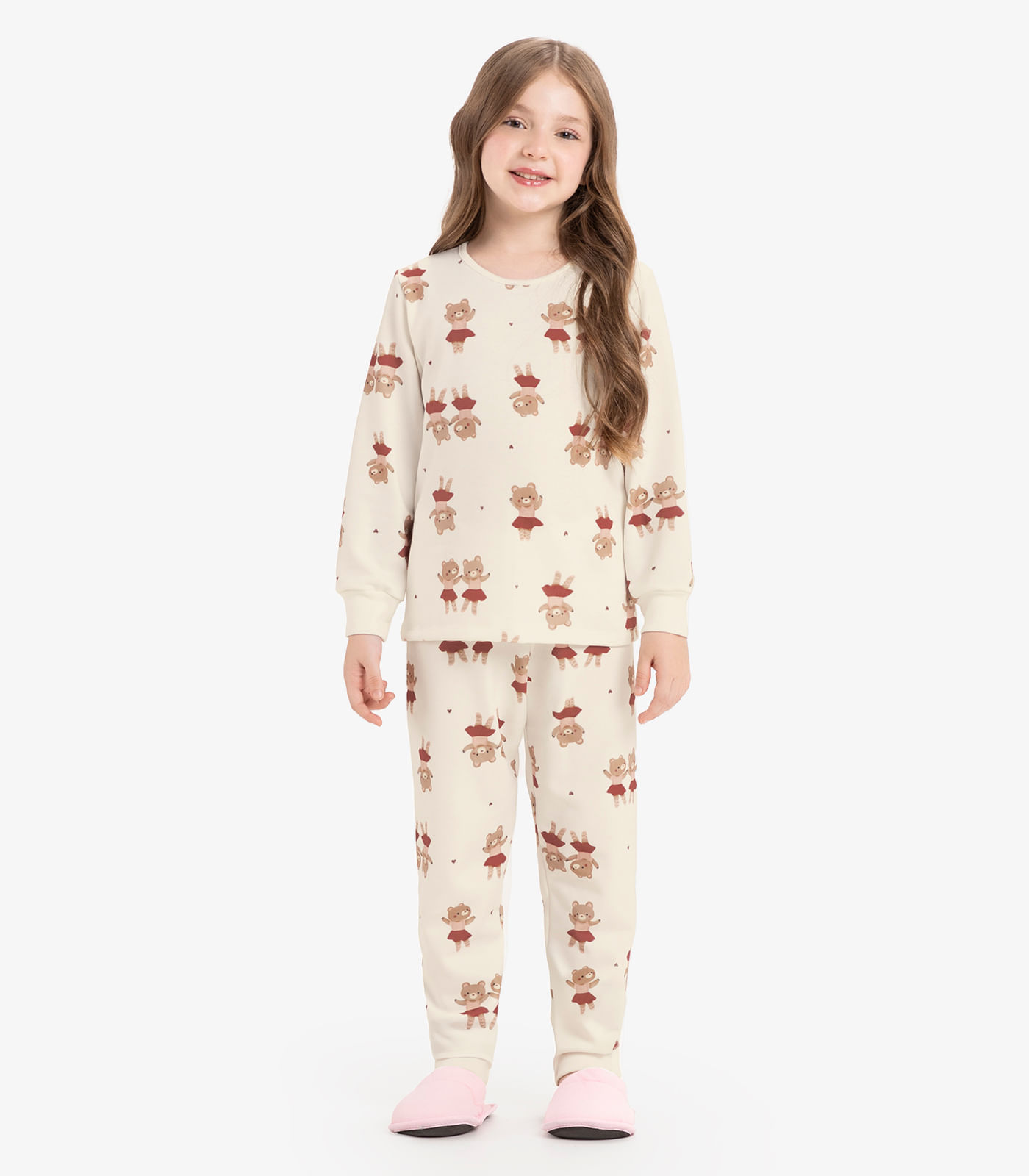 Pijama moletinho Rovi Kids Bege - Imagem 5