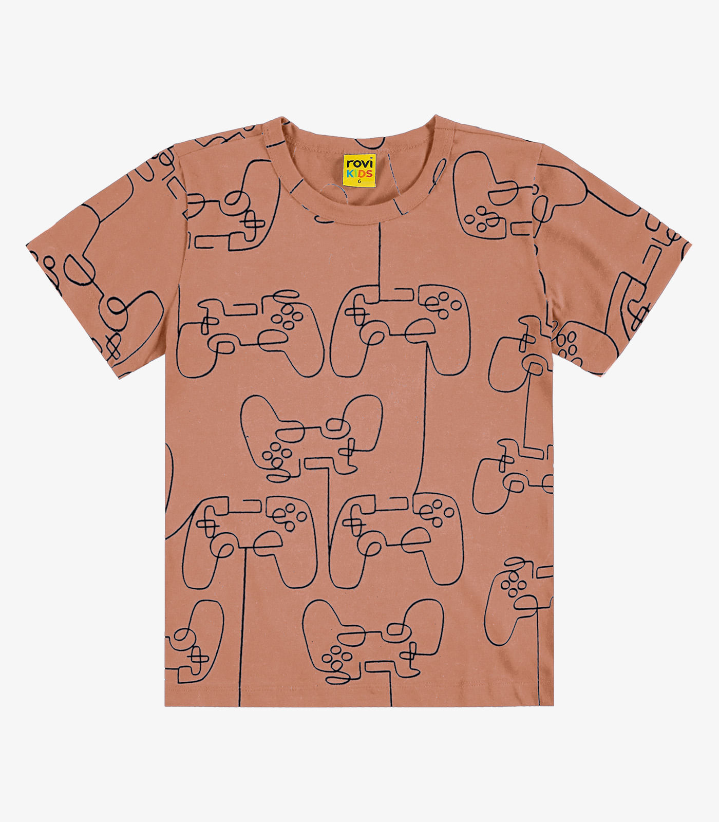 Camiseta Infantil Meia Malha Rovi Kids Marrom