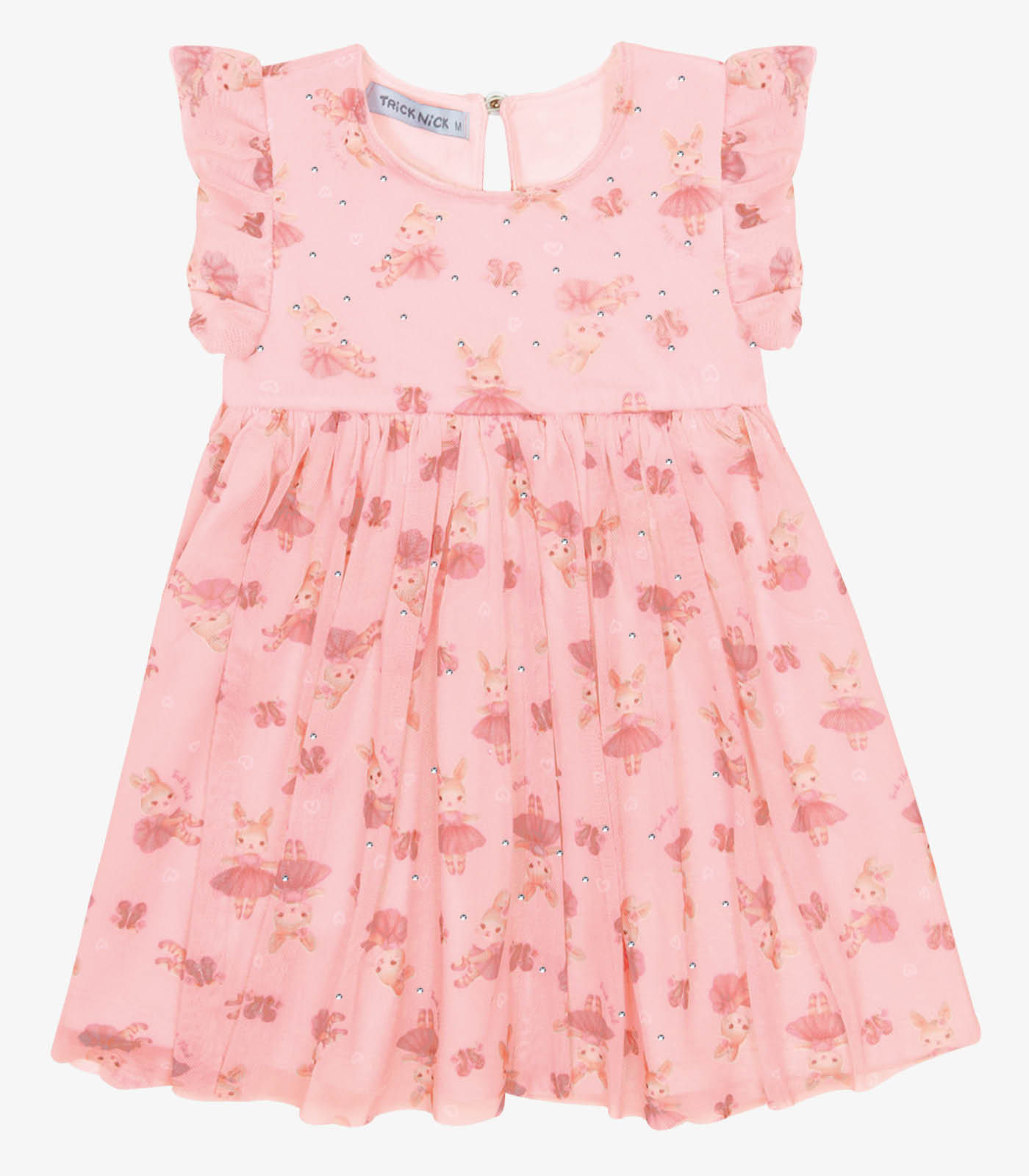 Vestido Infantil Tule Com Strass Trick Nick Rosa