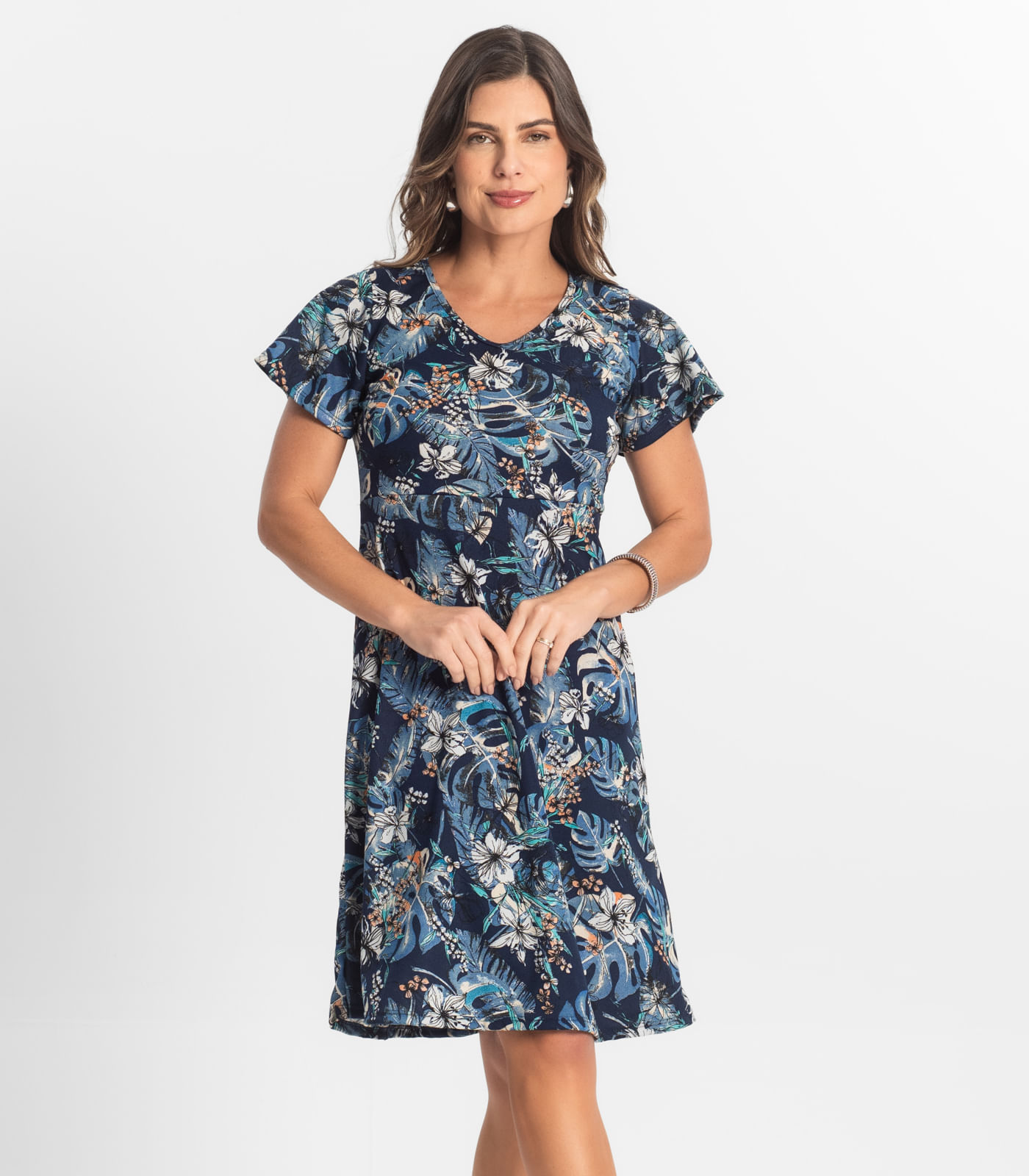 Vestido Feminino Evasê Estampado Select Azul