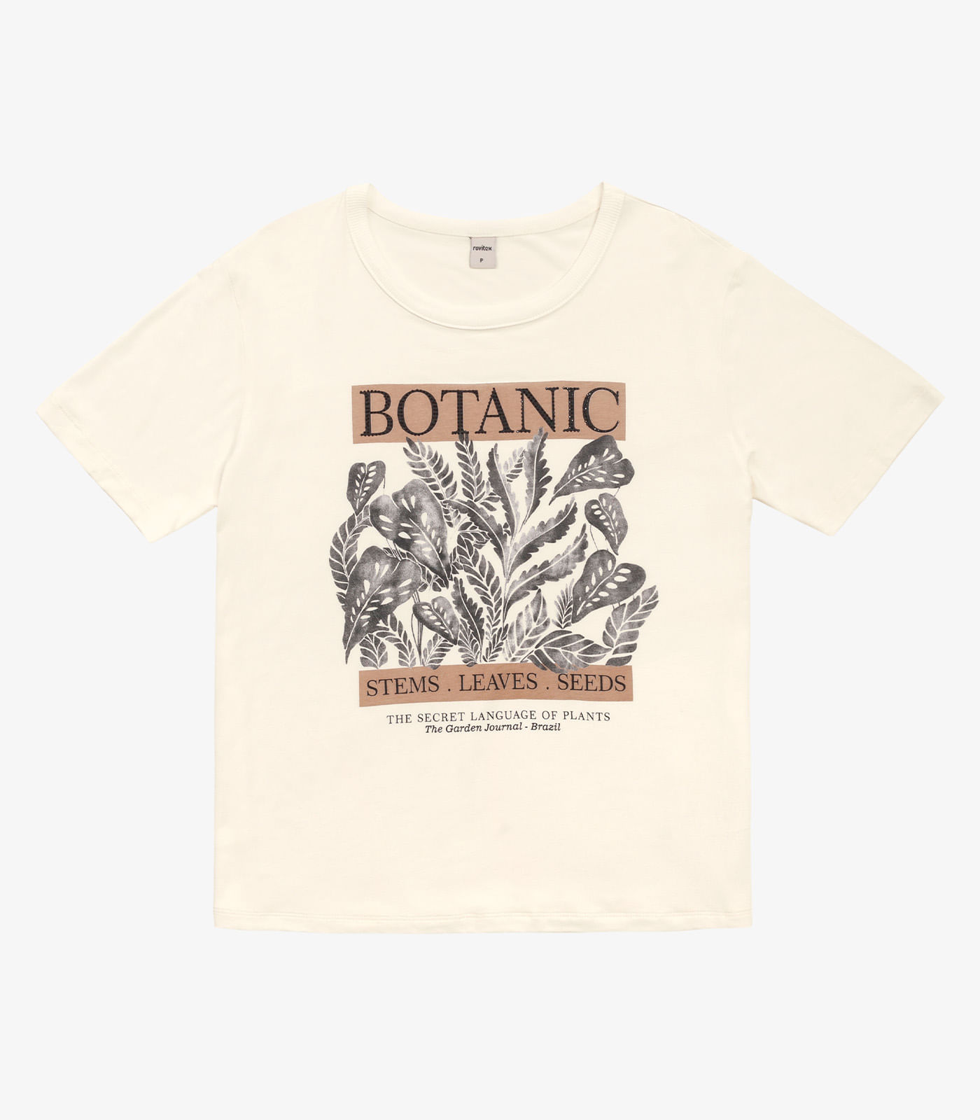 Blusa T- Shirt Feminina Rovitex Bege - Imagem 2