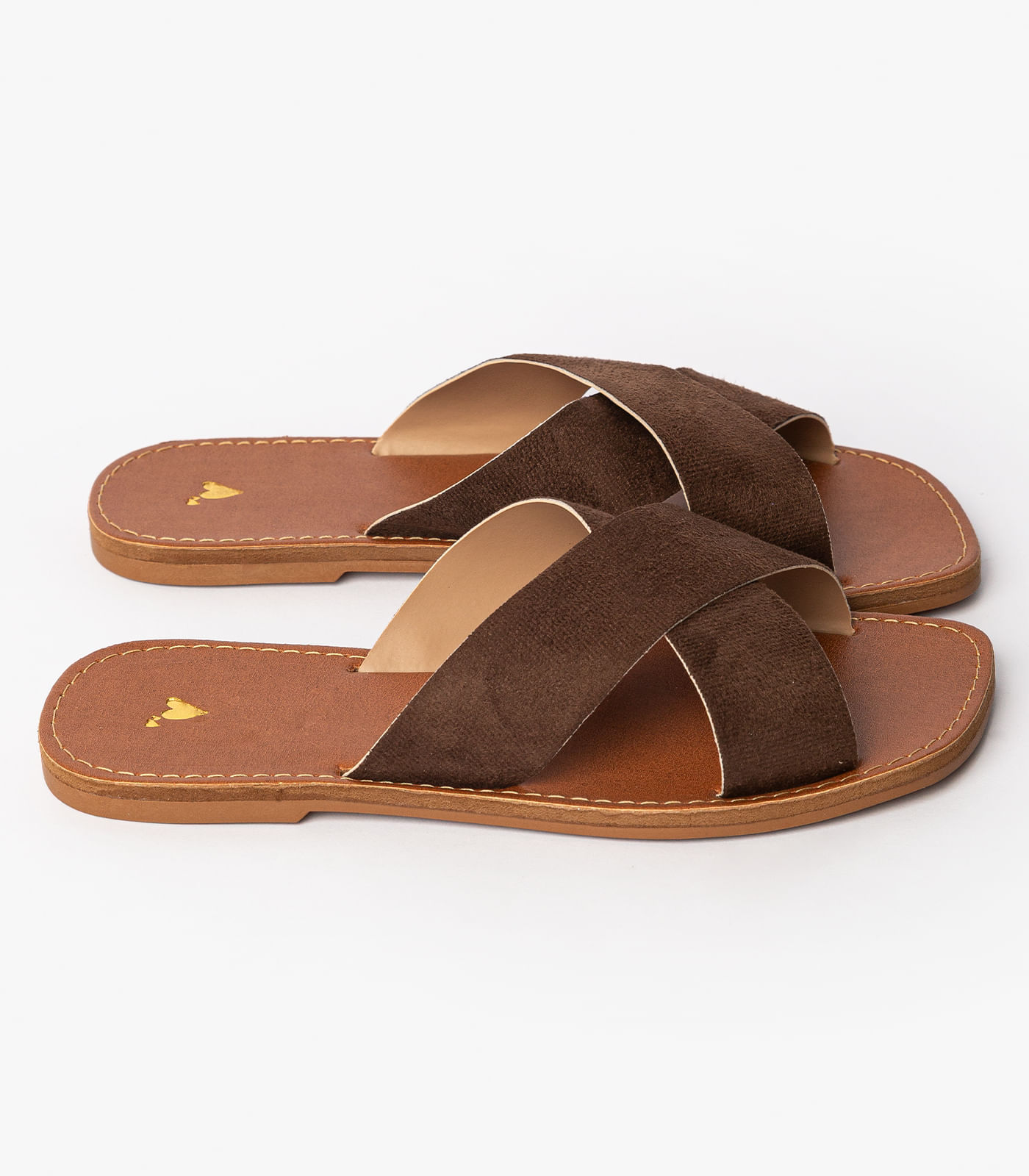 Sandália Rasteirinha Com Tiras Largas Select Marrom - Imagem 4