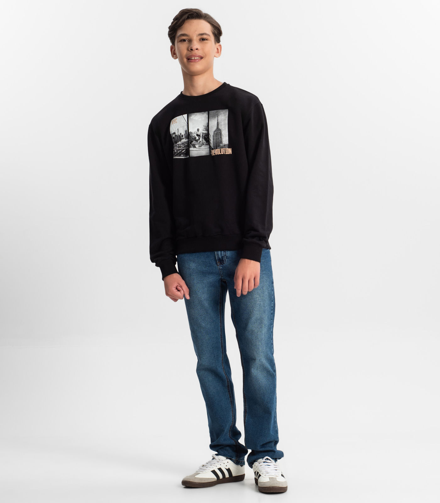 Blusão Juvenil Menino Em Moletom Minty Preto - Imagem 4