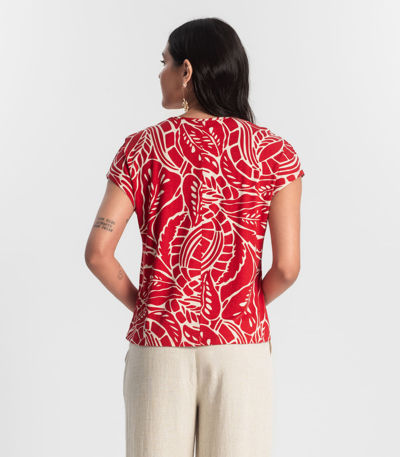 Blusa Feminina Estampada Rovitex Vermelho - Imagem 3