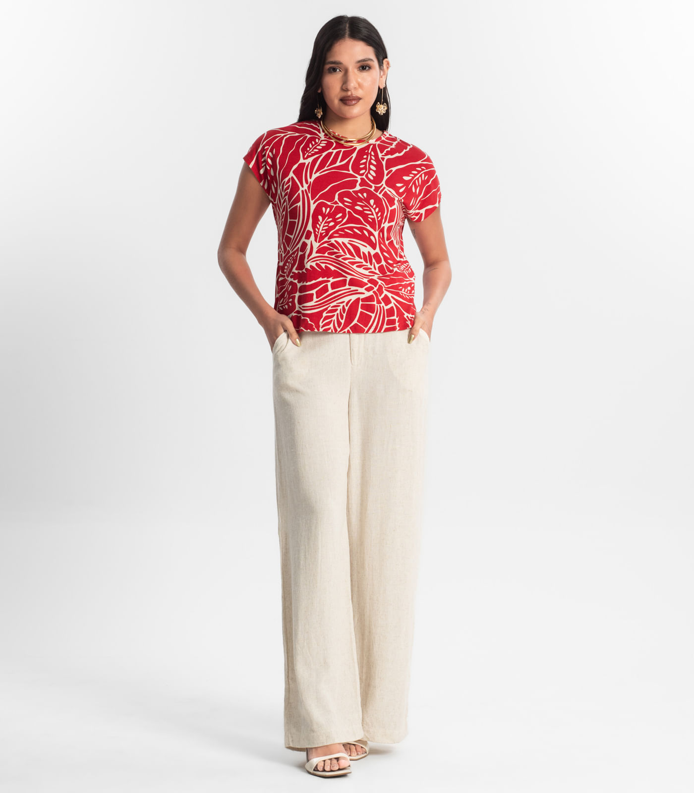 Blusa Feminina Estampada Rovitex Vermelho - Imagem 4
