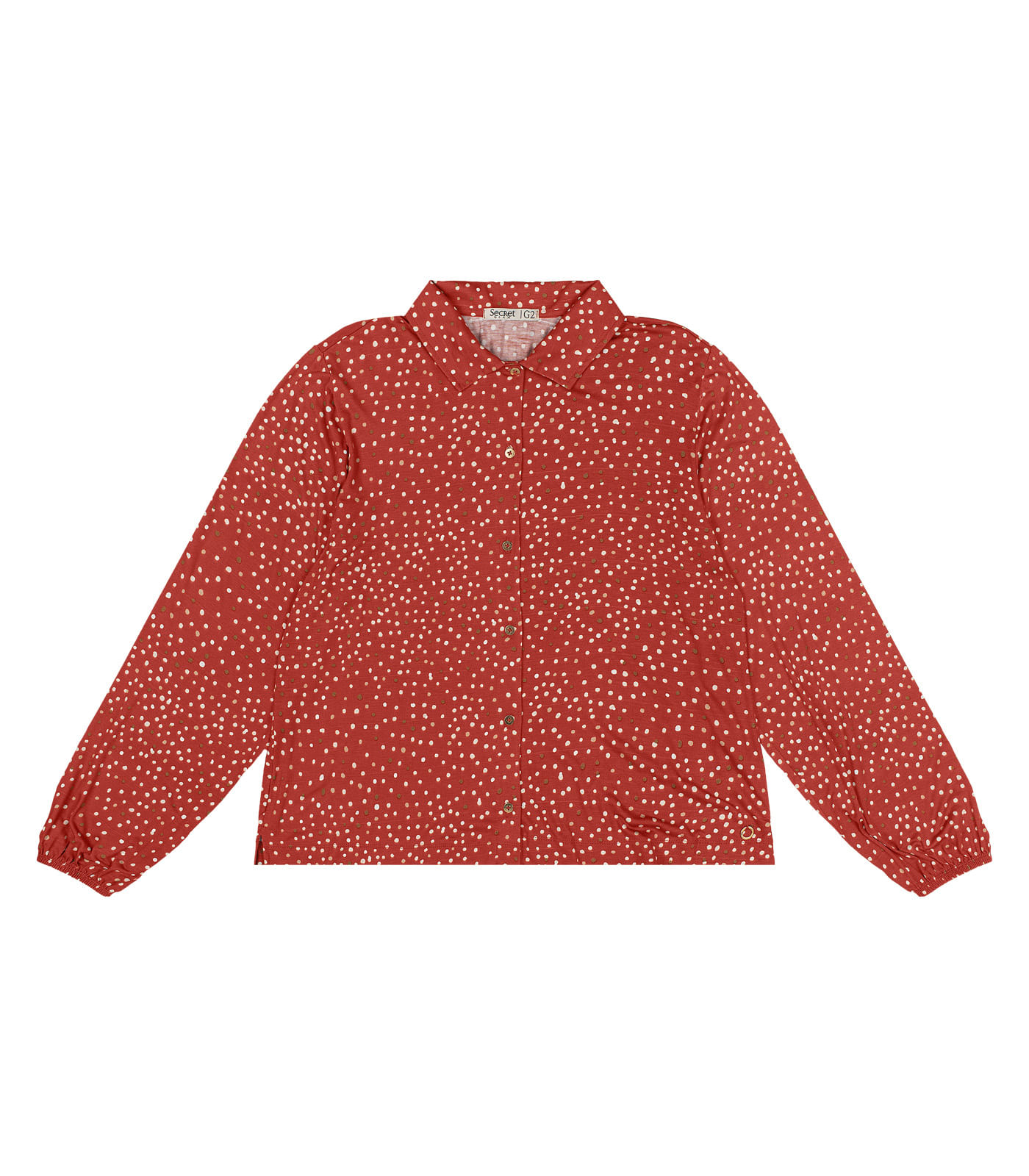 Camisa Plus Size Manga Longa Secret Glam Vermelho