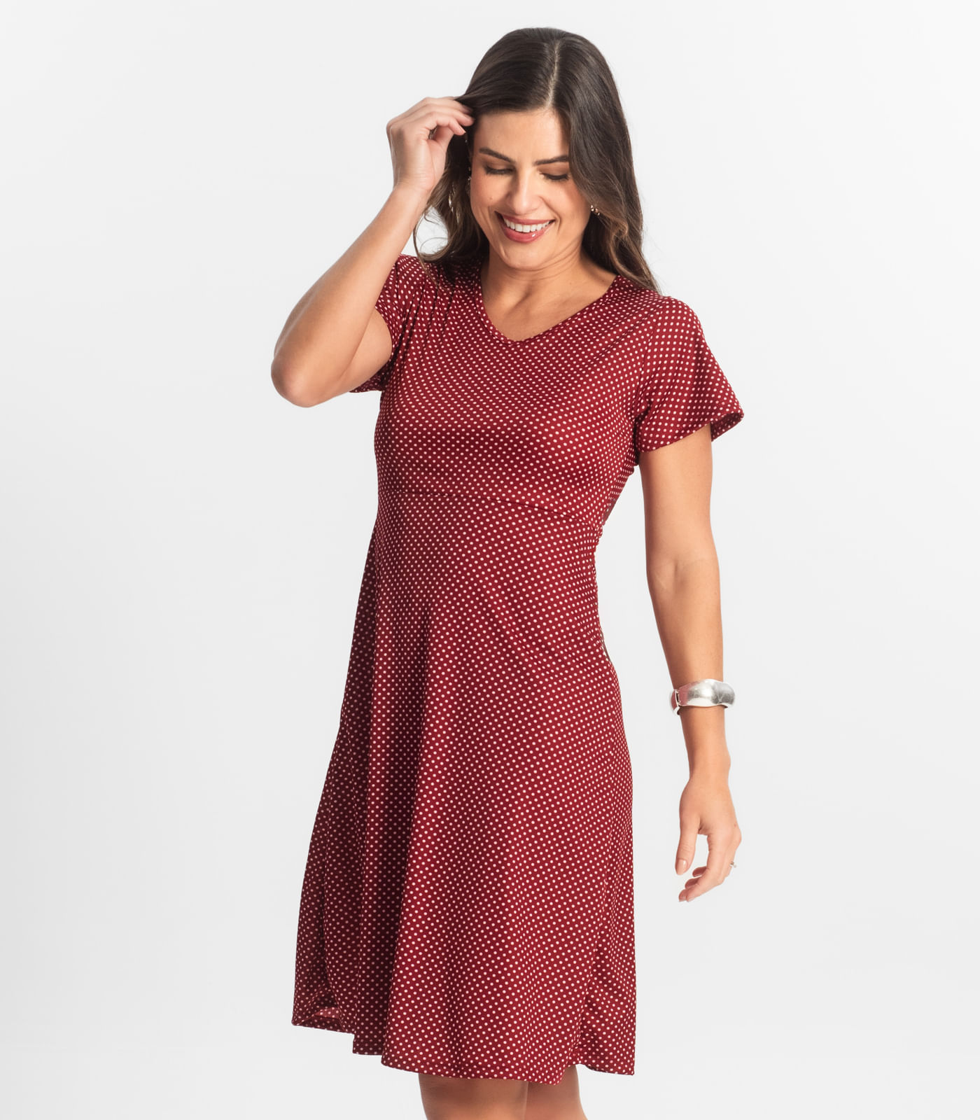 Vestido Feminino Evasê Estampado Select Vermelho - Imagem 2