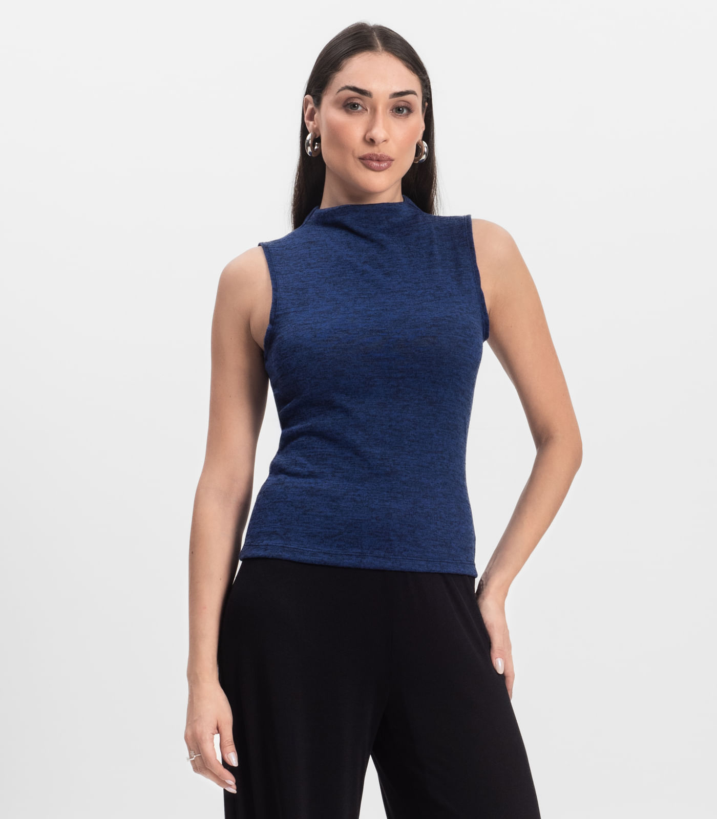 Regata Feminina com Gola Infinita Cor Azul