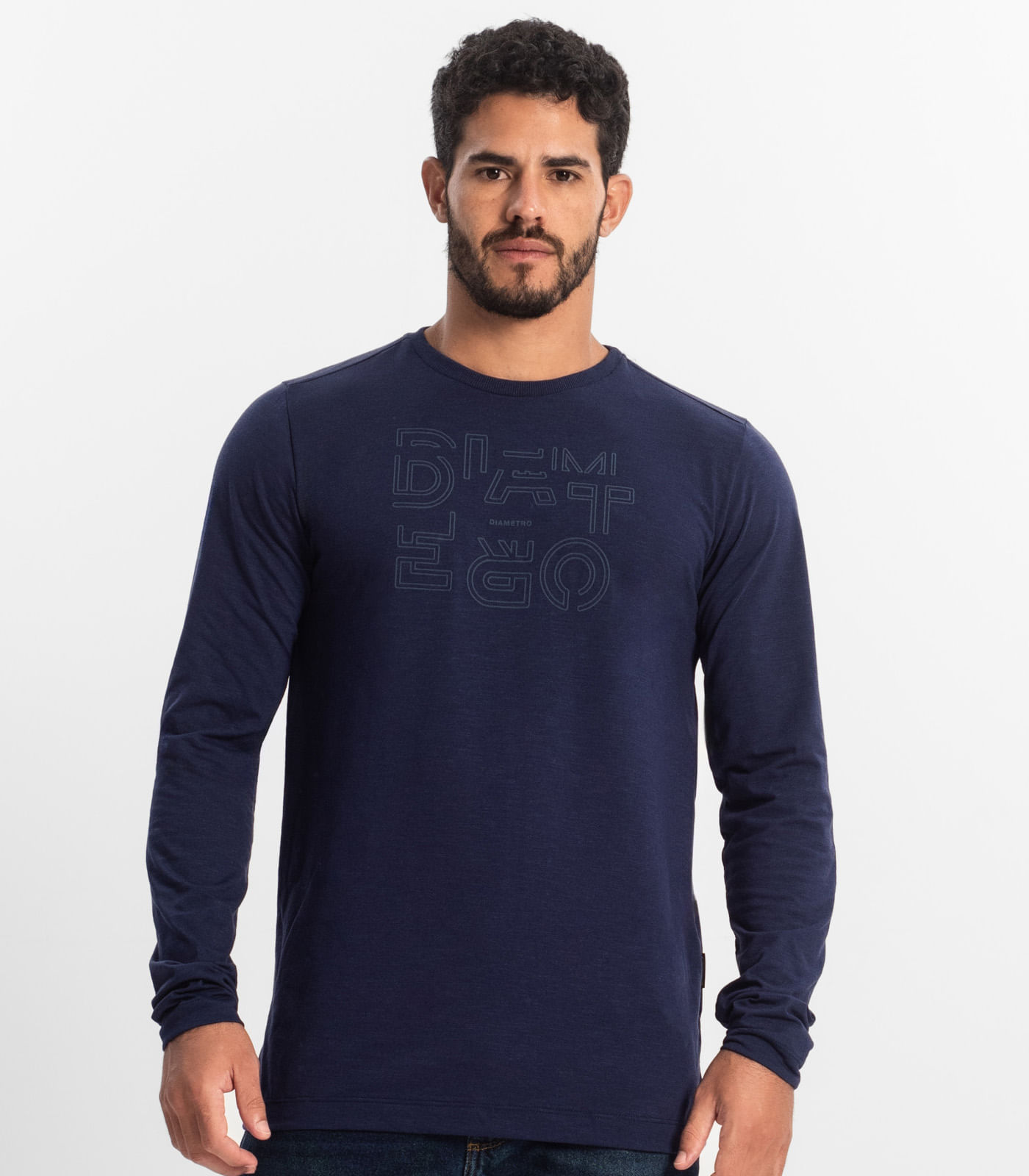 Camiseta Masculina Manga Longa Diametro Azul - Imagem 2
