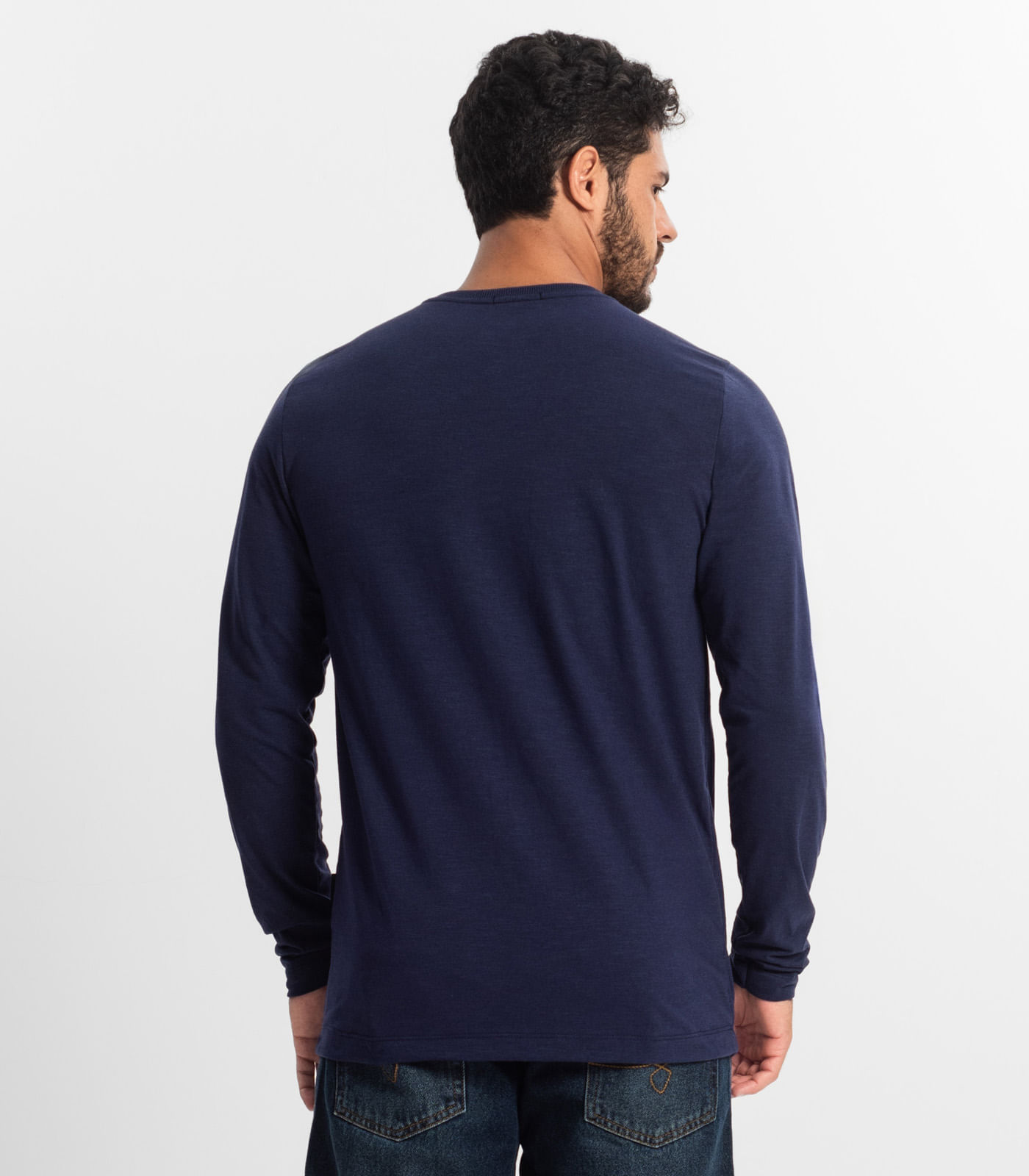 Camiseta Masculina Manga Longa Diametro Azul - Imagem 3