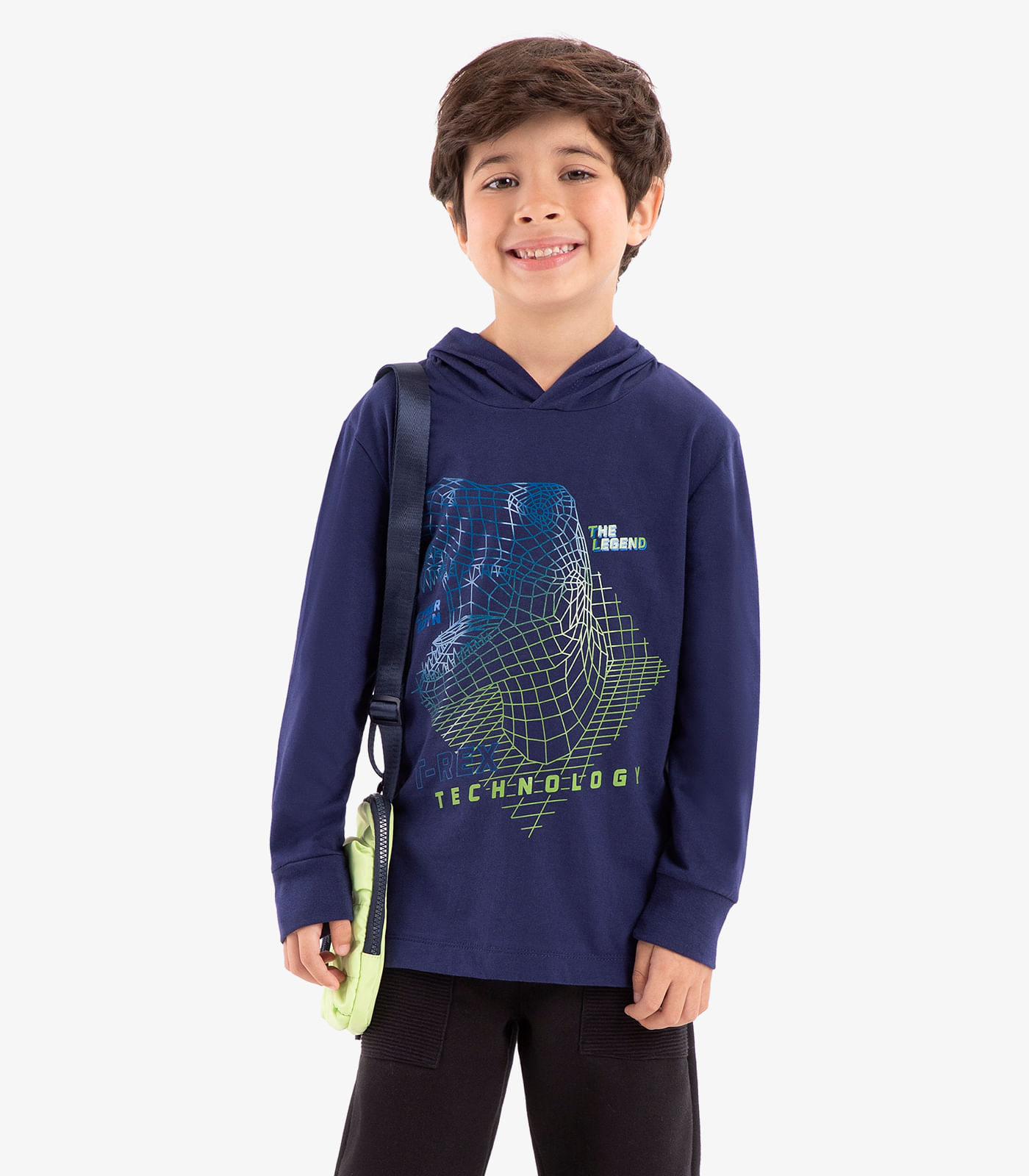 Camiseta Infantil Manga Longa com Capuz Rovi Kids Azul - 2