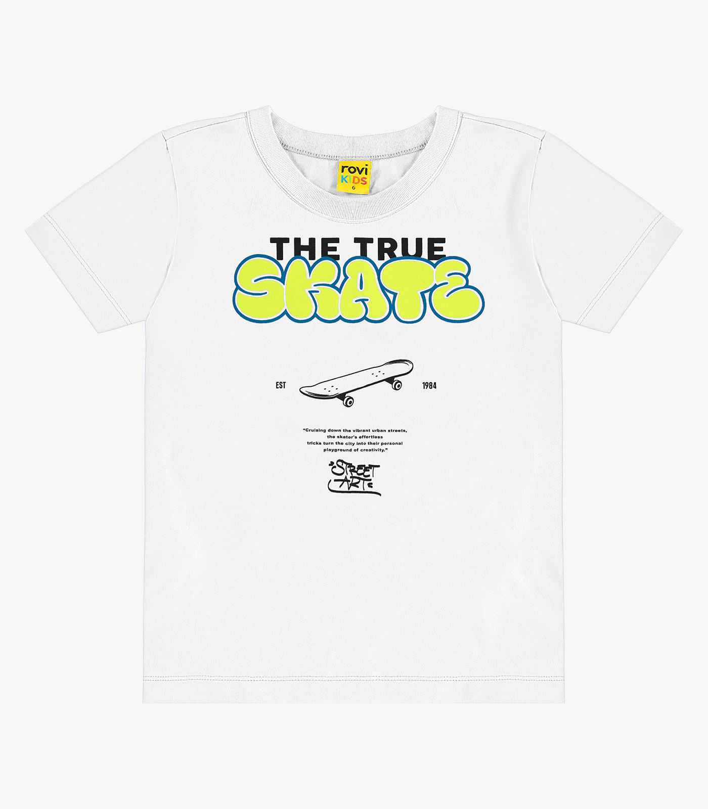 Camiseta Infantil Meia Malha Rovi Kids Branco