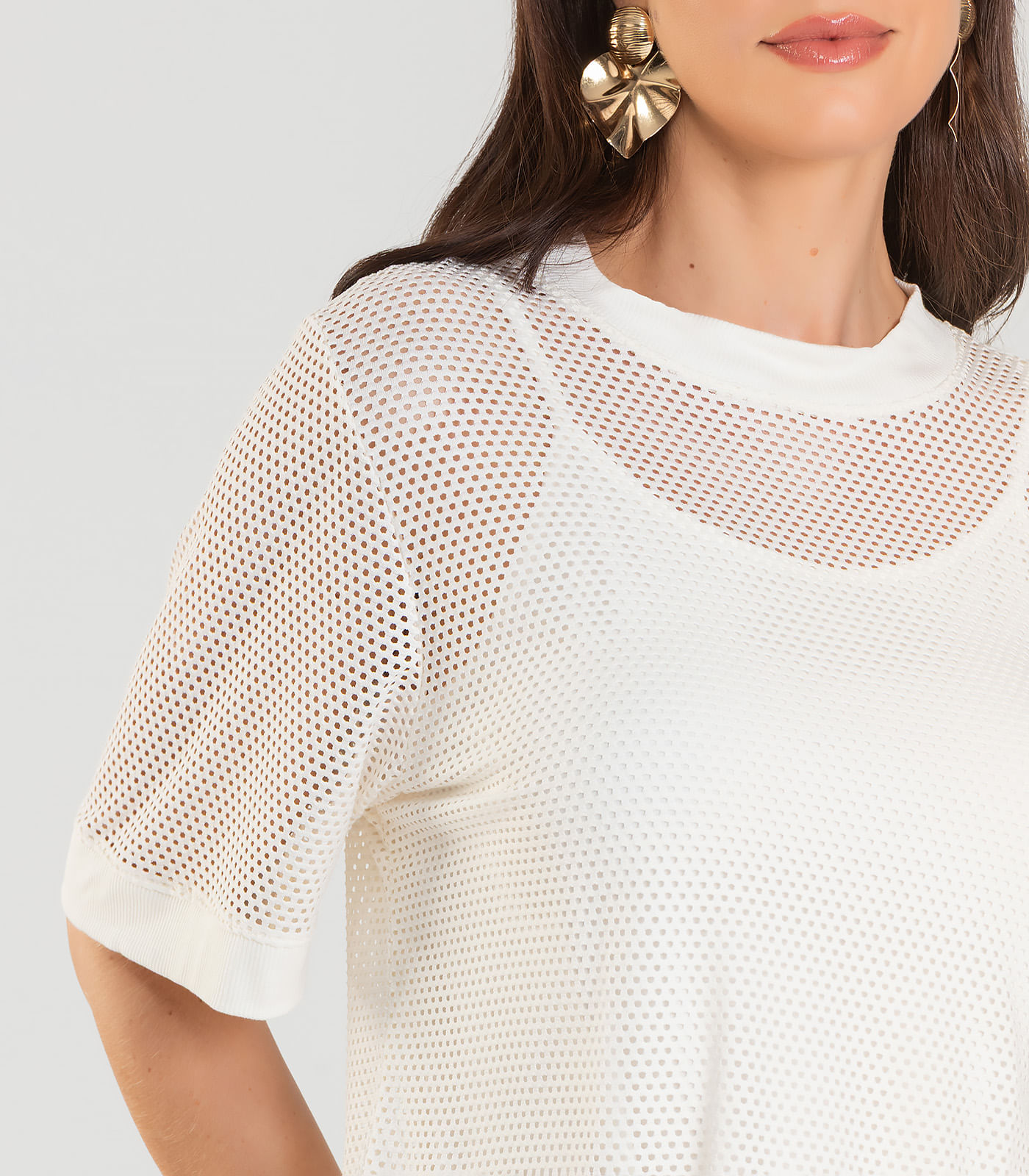 Blusa Feminina Malha Screen Infinita Cor Bege - Imagem 2