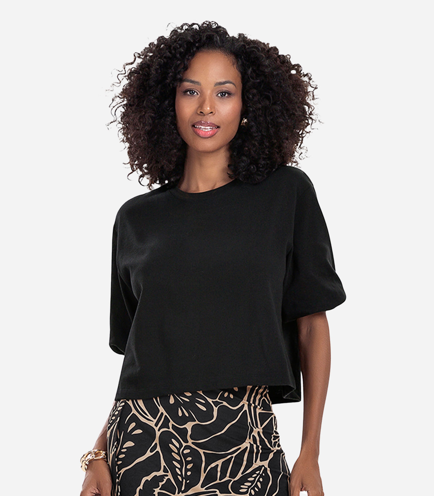 Blusa Feminina Manga Camponesa Rovitex Preto