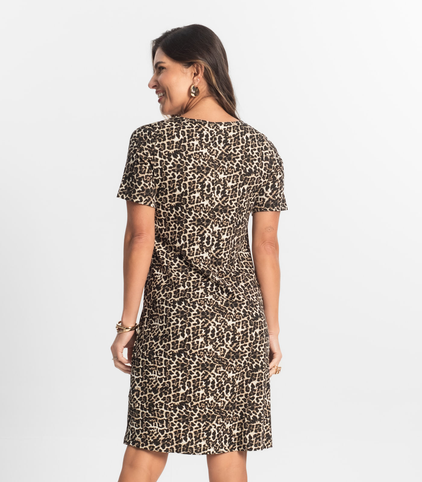 Vestido Feminino Estampado Select Bege - Imagem 3