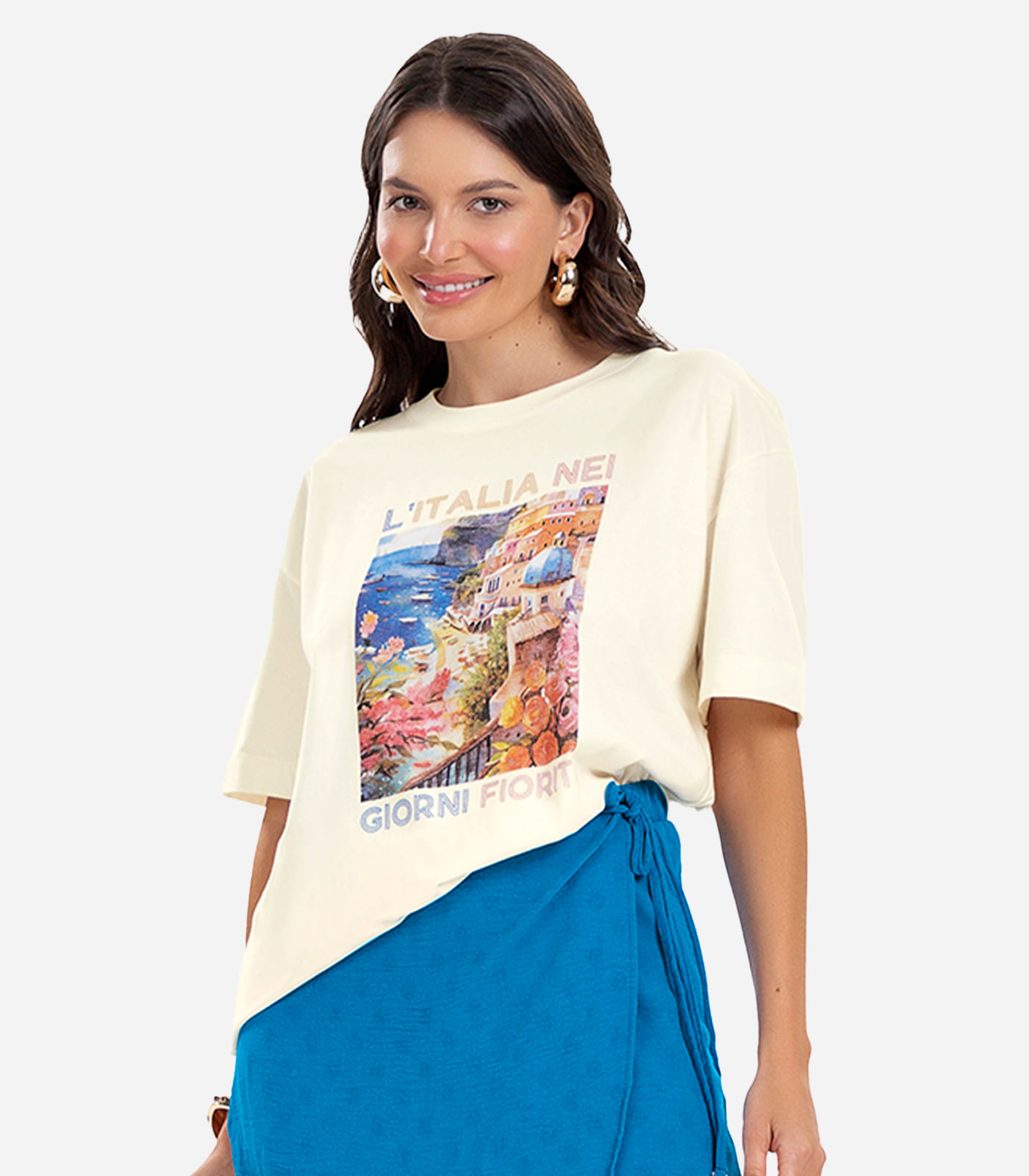 Camiseta Feminina T-Shirt Meia Malha Bege