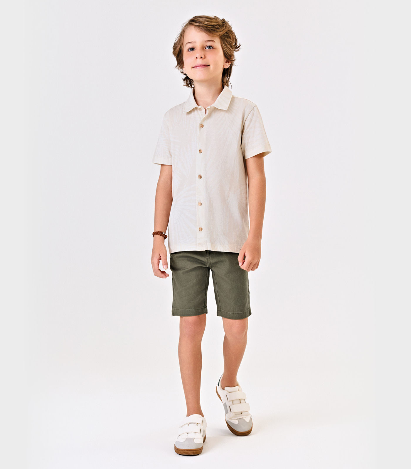 Conjunto Infantil Camisa Com Bermuda Trick Nick Bege - Imagem 5