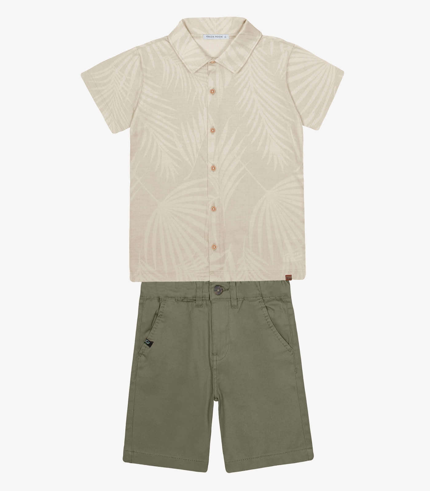Conjunto Infantil Camisa Com Bermuda Trick Nick Bege - Imagem 6