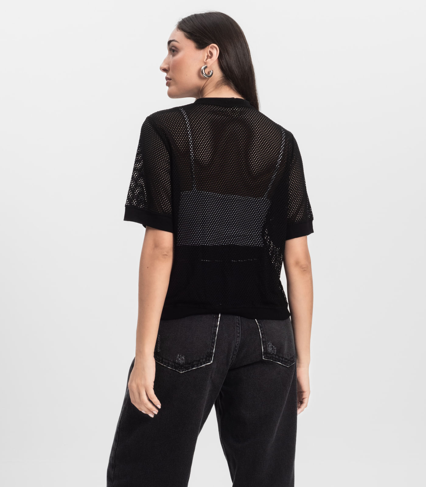 Blusa Feminina Malha Screen Infinita Cor Preto - Imagem 3