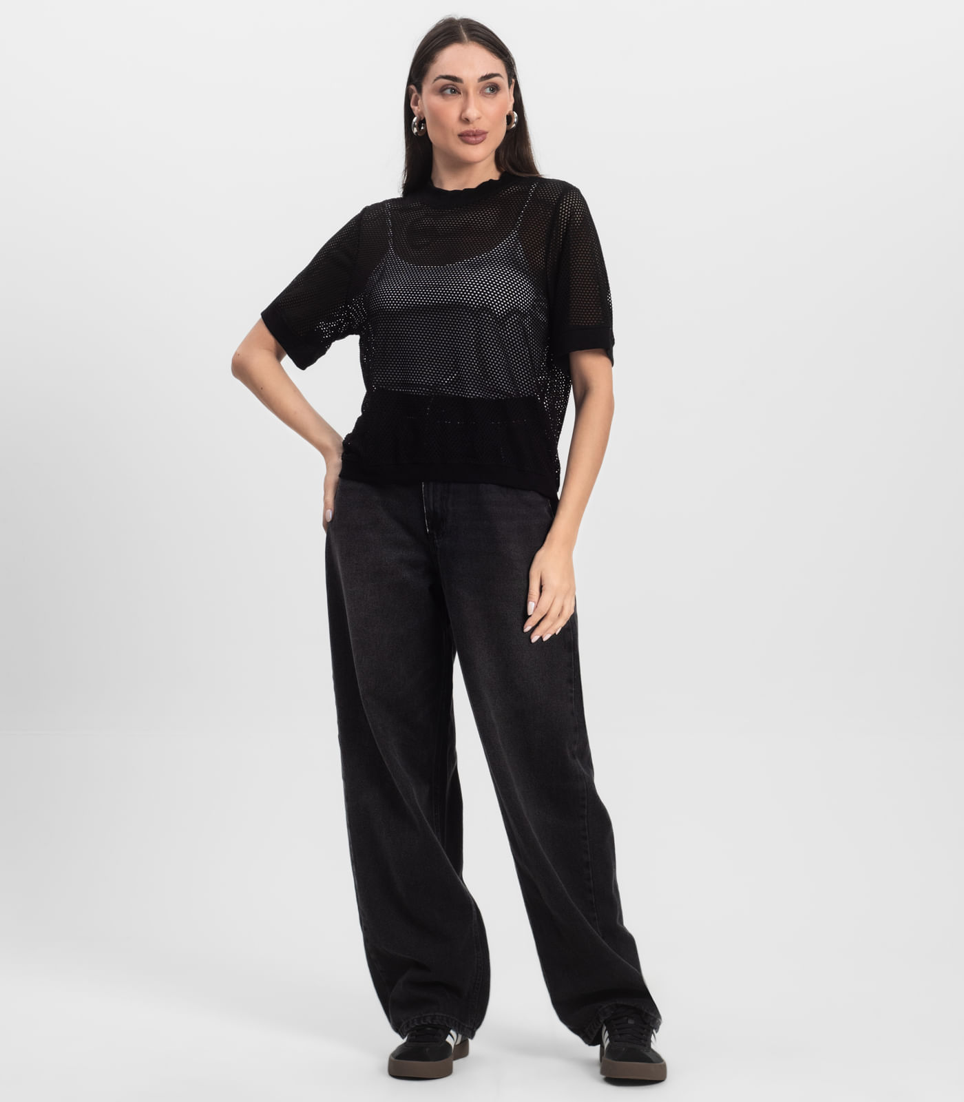 Blusa Feminina Malha Screen Infinita Cor Preto - Imagem 4