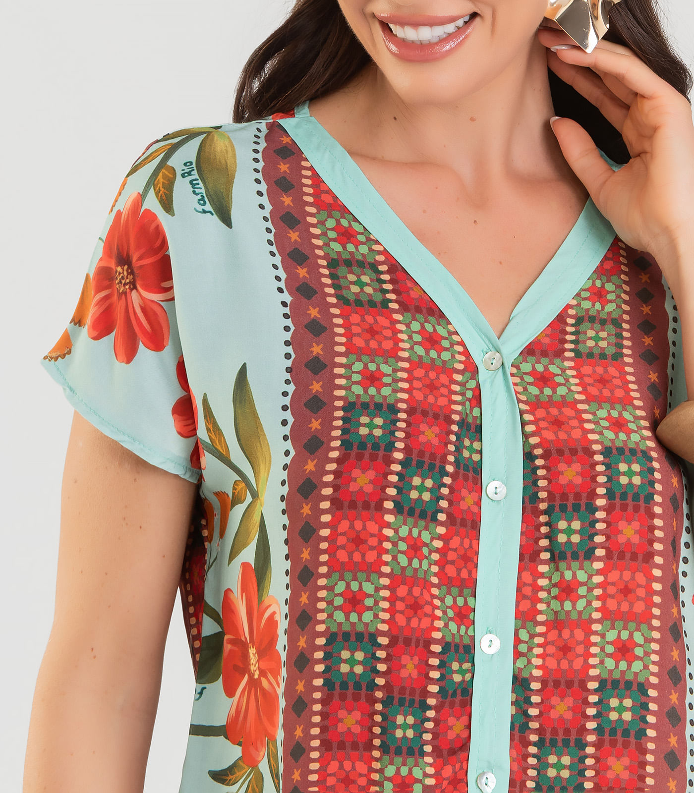 Blusa Feminina Estampada Infinita Cor Azul - Imagem 4