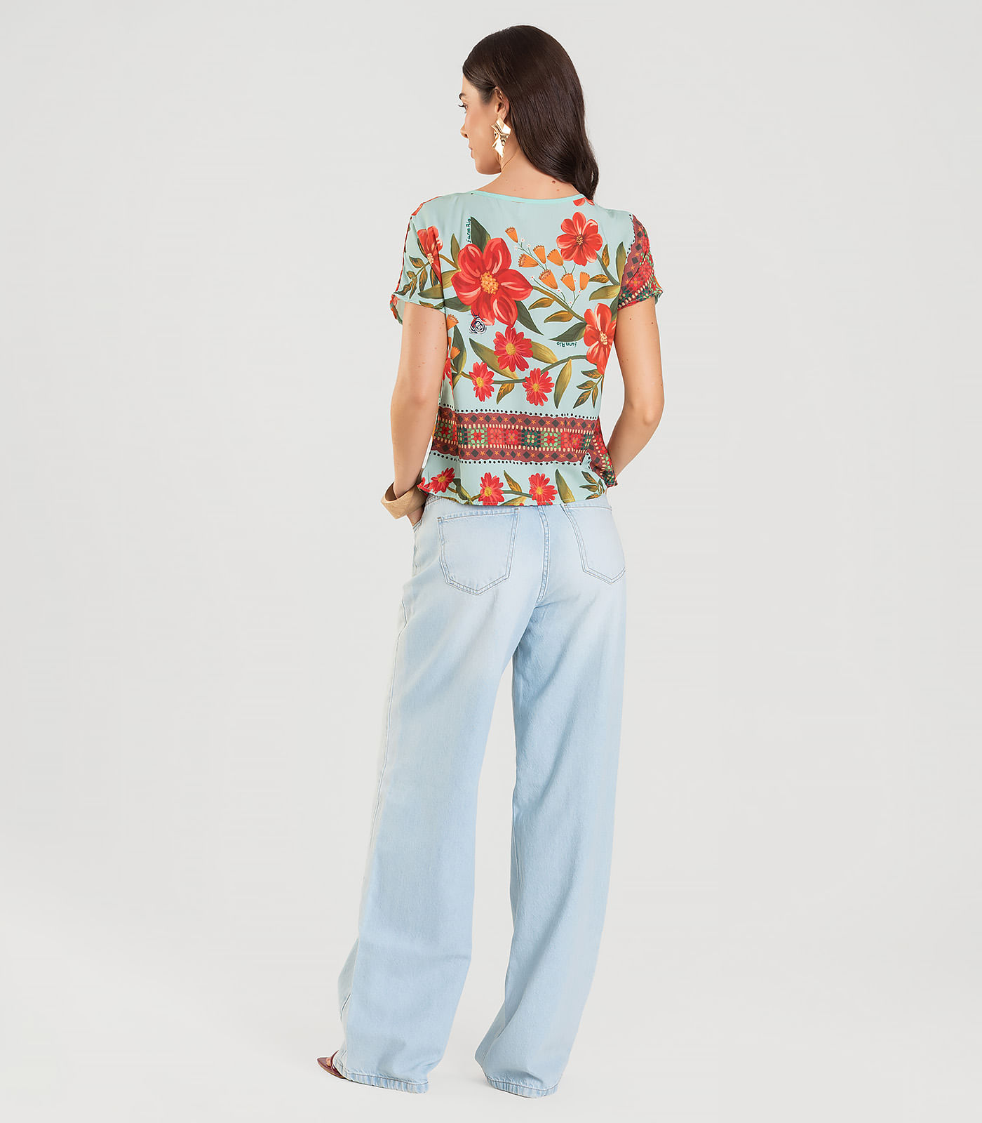 Blusa Feminina Estampada Infinita Cor Azul - Imagem 5