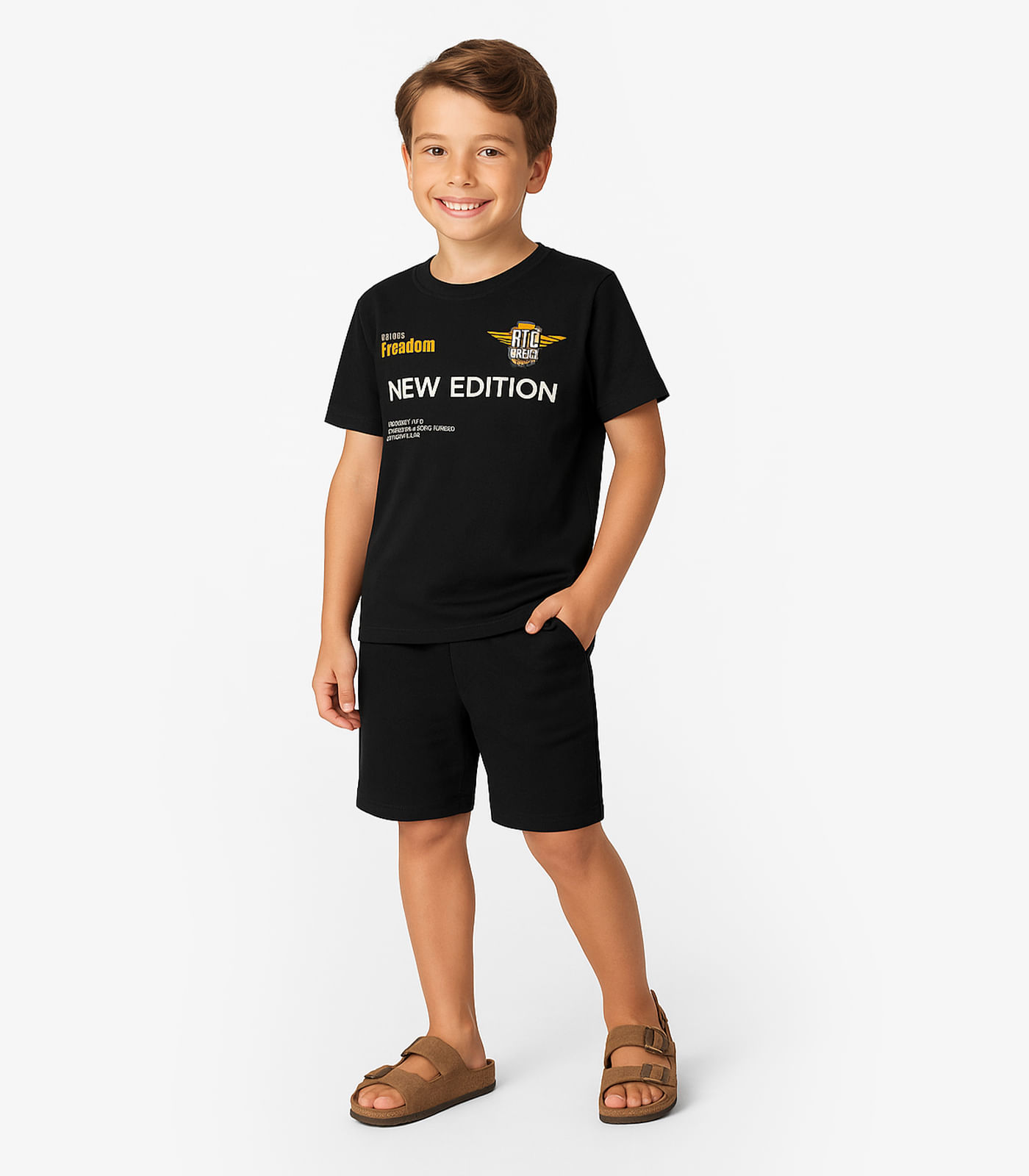 Conjunto Camiseta com Bermuda Rovitex Kids Preto