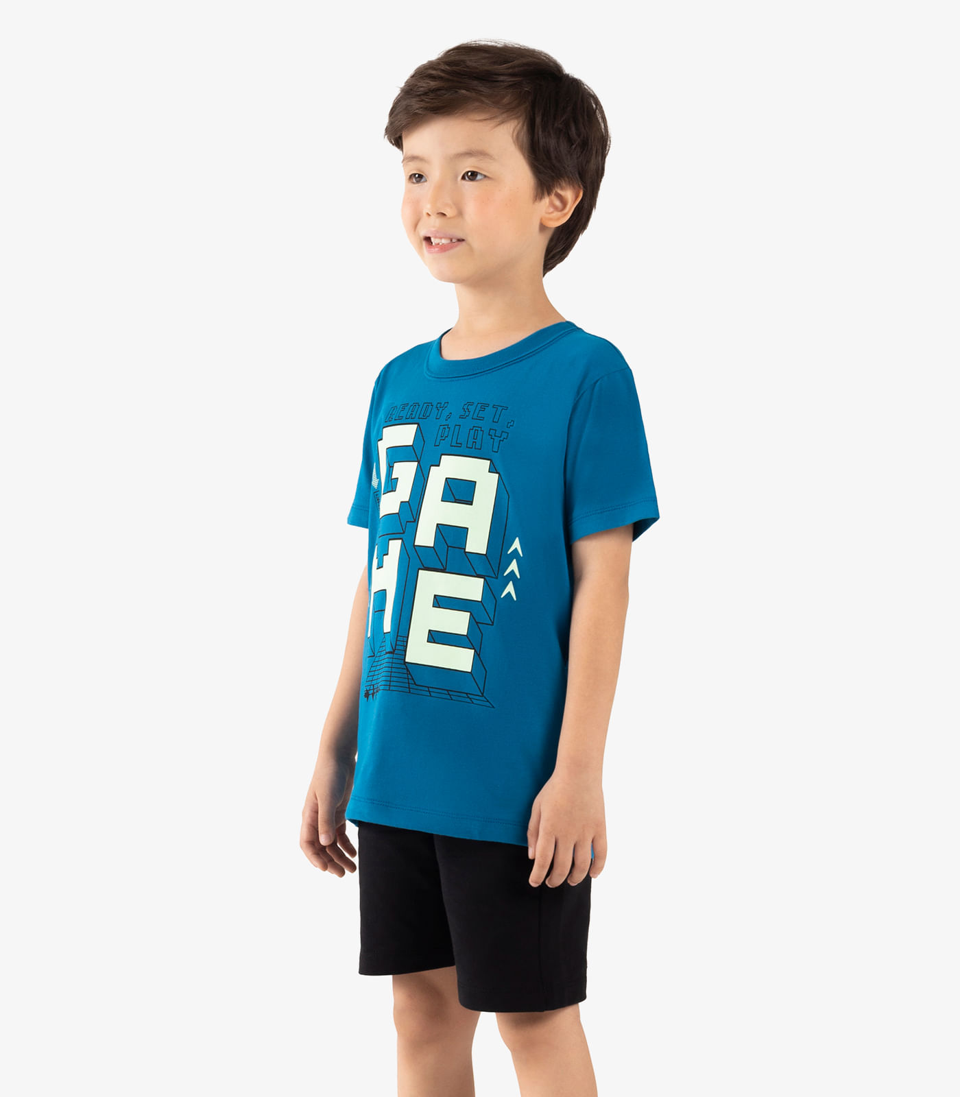 Conjunto Infantil Camiseta Com Bermuda Rovi kids Azul