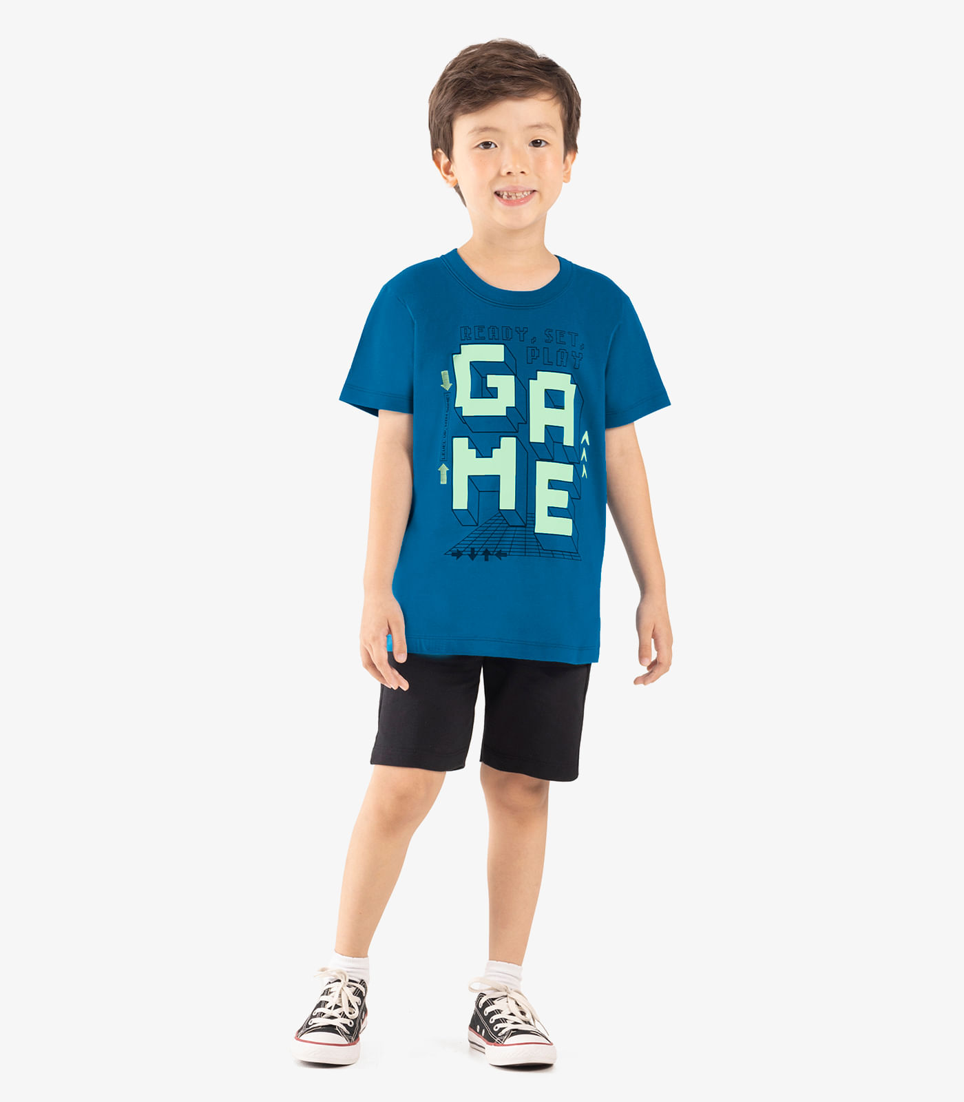 Conjunto Infantil Camiseta Com Bermuda Rovi kids Azul - Imagem 5